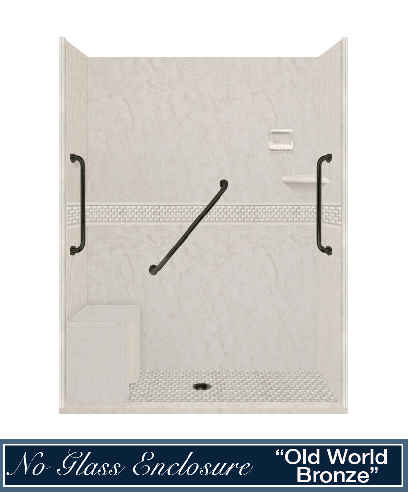 Freedom Rafe Marble Jewel Alcove Shower Enclosure Kit - Elegant Bathroom Upgrade with Waterproof Design for Modern Homes (Perfect for Master Bath & Spa Retreats)