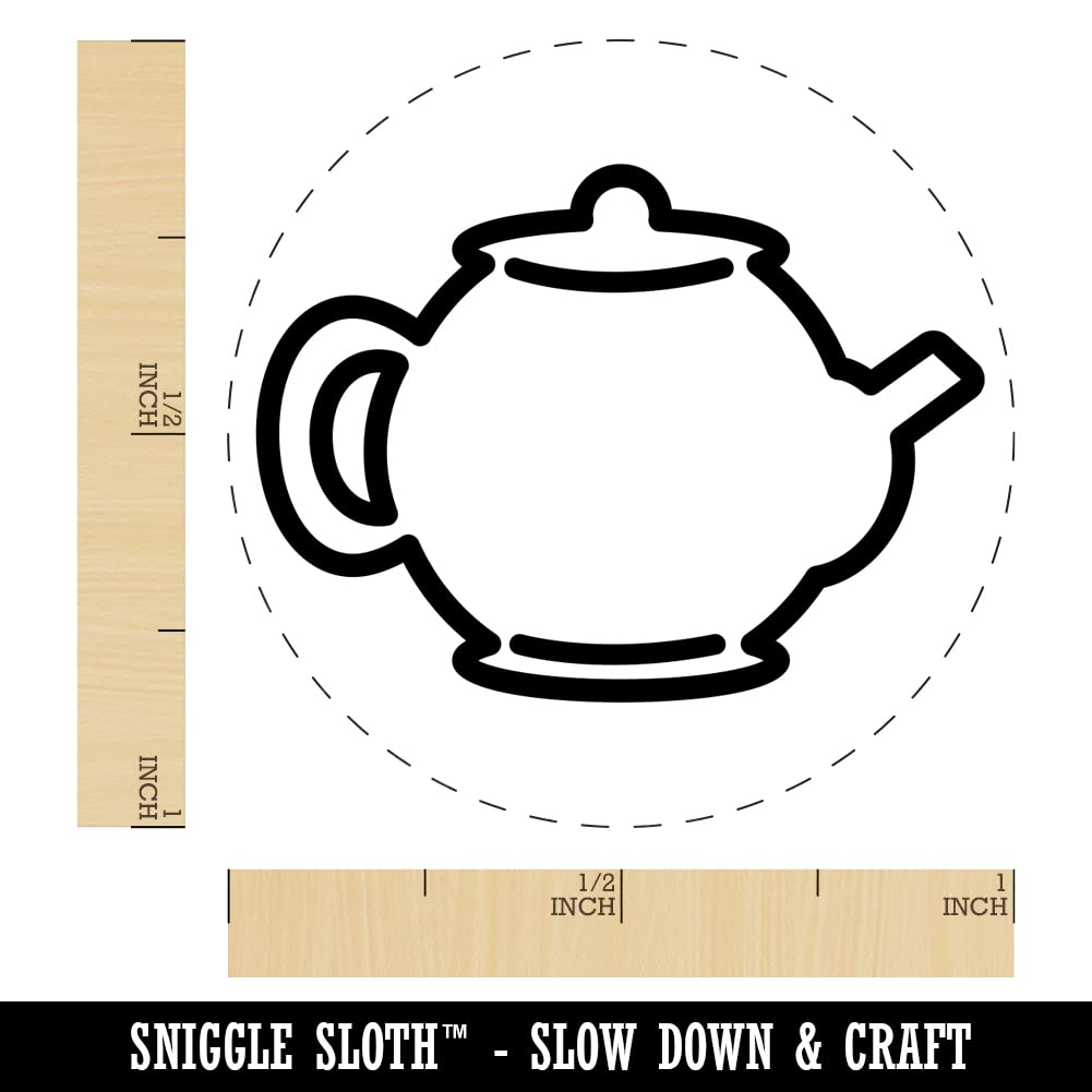 Self-Inking Rubber Stamp with Blue Ink - 1 Inch Medium Teapot Kettle Design for Crafting, Planners, Scrapbooking & DIY Projects - Perfect for Home, Office & Gift Giving