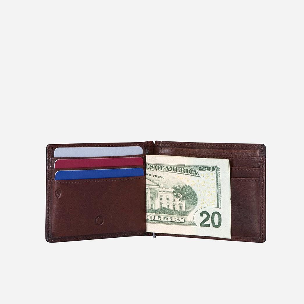 Jekyll & Hide Genuine Leather Oxford Money Clip Wallet for Men - Slim RFID Blocking Bifold Wallet with Cash Clip (Coffee Brown) - Perfect for Business, Travel & Everyday Use