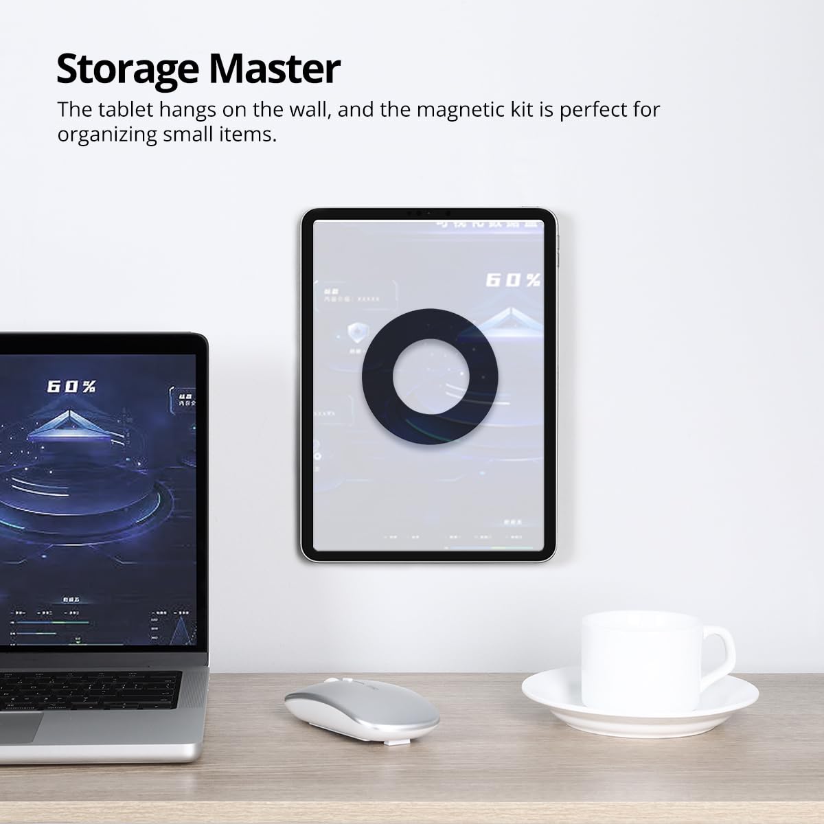 Nillkin Magnetic Wall Mount Kit for iPad, Surface, Fire Tablet - Universal Tablet Holder for Home, Office, Car & Fridge (Black) | Perfect for Kitchen Recipes, Work Presentations & Kids Entertainment