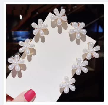 Livecool Mini Pearl Flower Hair Clips for Women - 4 Pack Gold Metal Hair Claw Clips with Floral Design - Perfect for Daily Use, Parties, Weddings & Hair Styling Accessories
