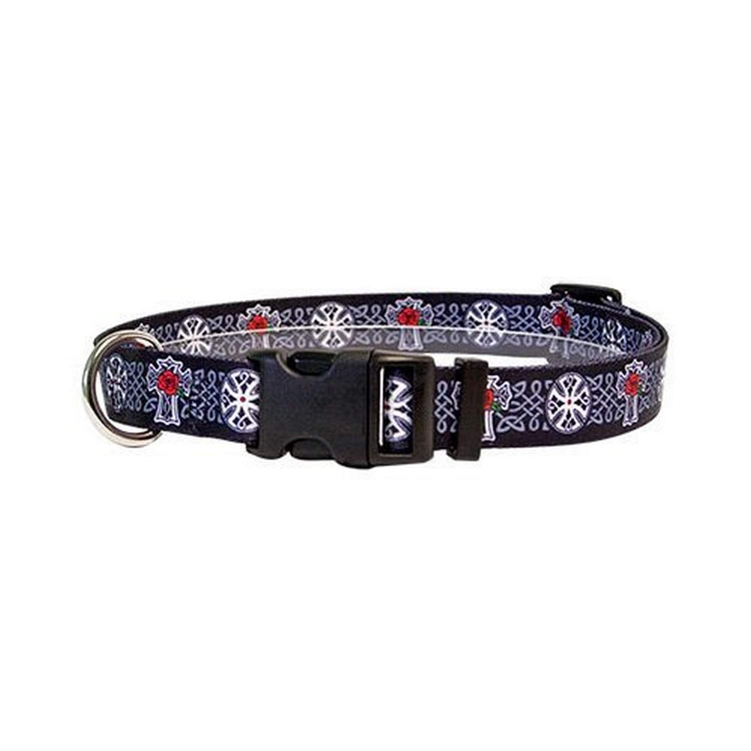 Celtic Cross Dog Collar for Medium Dogs - Adjustable 14-20 Inch Neck, 1 Inch Wide Durable Nylon - Perfect for Daily Walks, Training & Outdoor Adventures