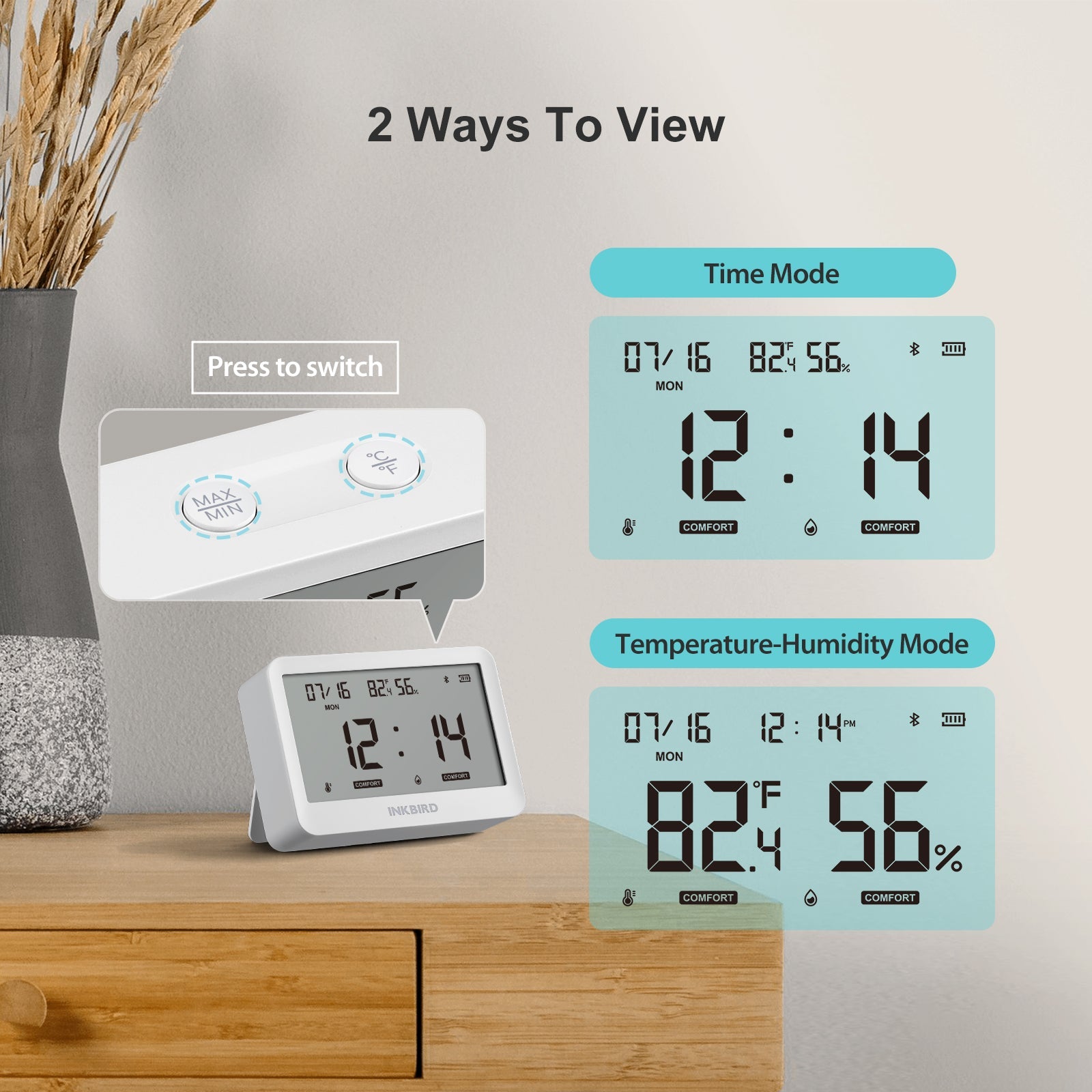 Bluetooth Hygrometer Thermometer ITH 21 B - Wireless Indoor Temperature Humidity Monitor for Home, Greenhouse, Wine Cellar & Baby Room
