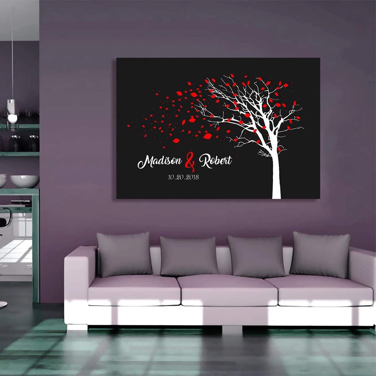Custom Couple Canvas Wall Art - Personalized Anniversary & Valentine's Day Gift with Names & Date (36