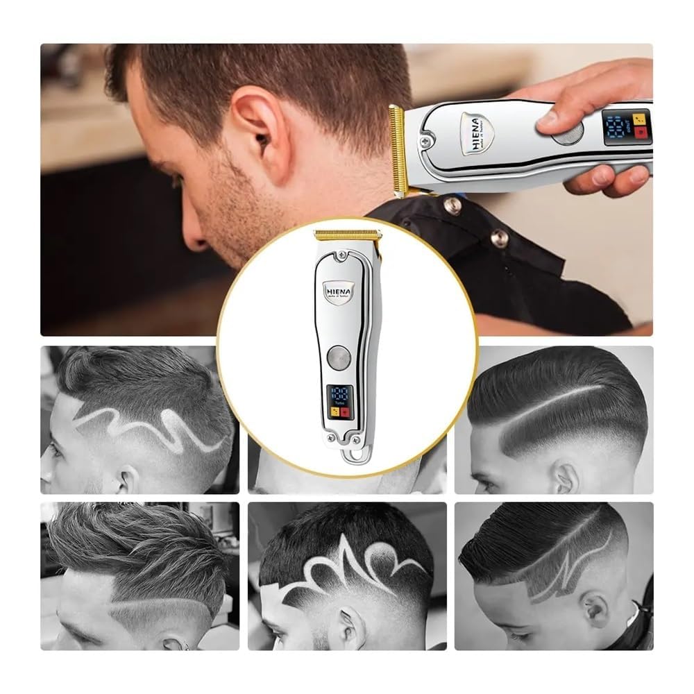 HYN-008 Professional Cordless USB Rechargeable Electric Hair Clipper & Beard Trimmer for Men - Gold | Home Barbering, Beard Grooming & Personal Hair Cutting Kit