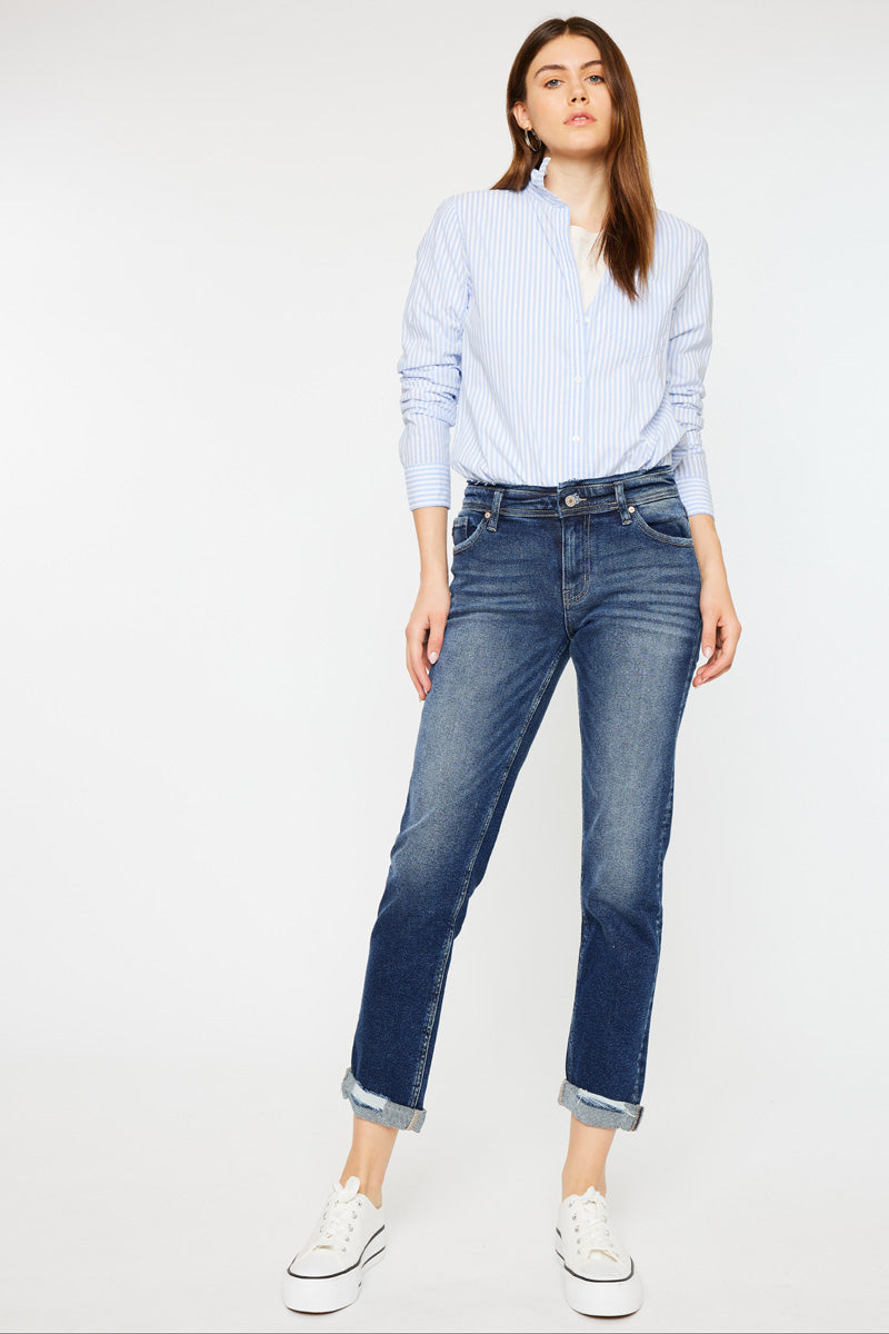 Filana Mid Rise Boyfriend Jeans for Women - Comfortable Stretch Denim Pants | Perfect for Casual Wear, Weekend Outfits & Everyday Style