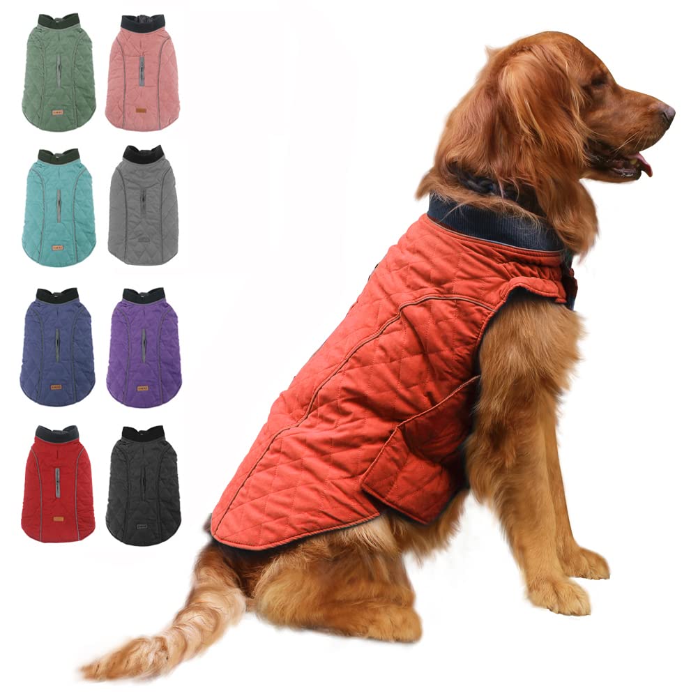 EMUST Dog Winter Jackets - Warm Fleece Dog Coat for Small/Medium/Large Dogs, French Bulldog & Large Breed Winter Apparel - 7 Sizes & 13 Colors (X-Large, Orange) - Perfect for Cold Weather Walks, Outdoor Adventures & Winter Protection