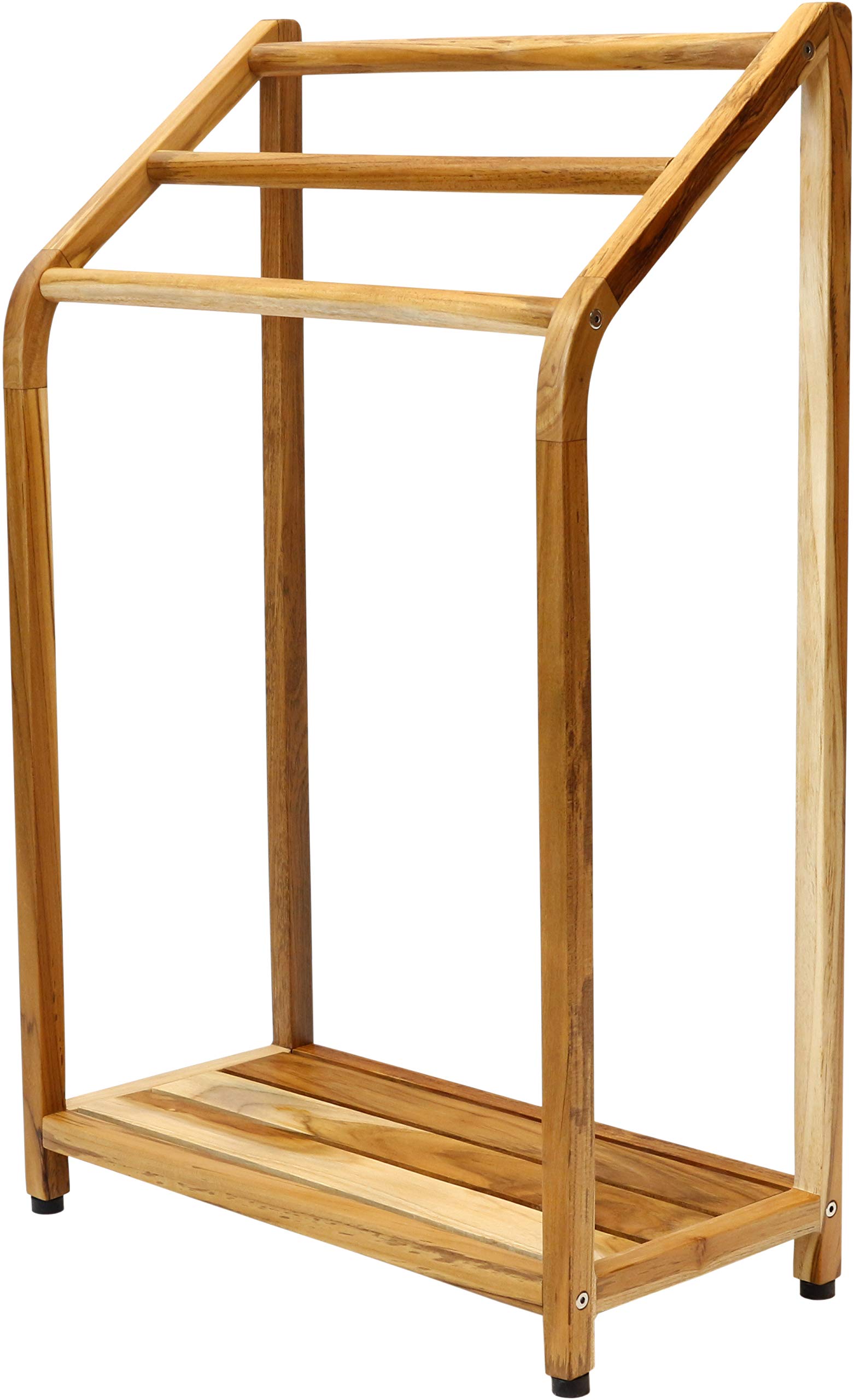 Sula Shield Premium Teak Wood Bathroom Towel Rack - Space Saving Wall Mounted Organizer for Bath Towels, Kitchen Linens & Robes - Perfect for Bathroom, Spa, Laundry Room & Dorm Decor