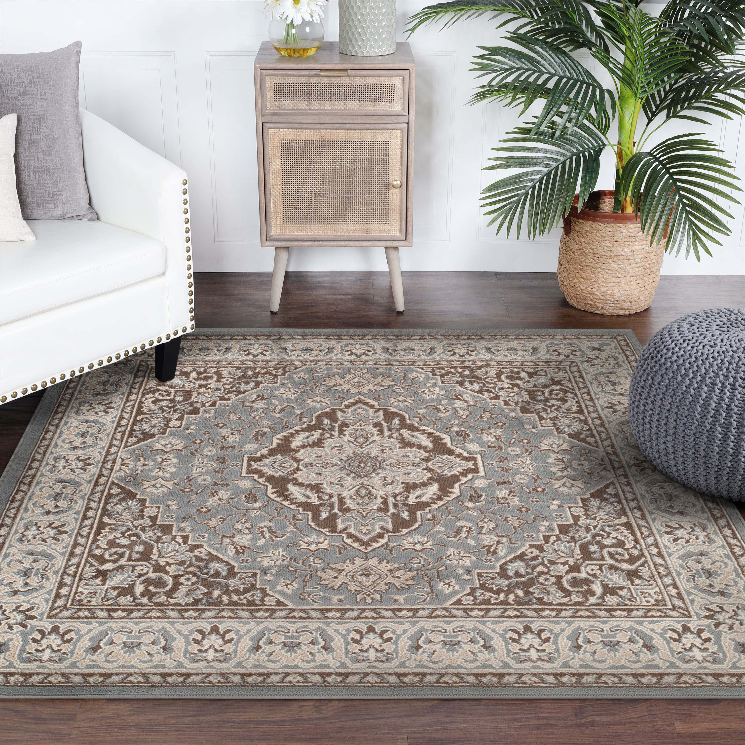 Glendale Traditional Floral Medallion Indoor Area Rug - Non-Slip Living Room Carpet, Bedroom Runner, Hallway Decor | Soft & Durable Home Floor Mat for Cozy Interior Design