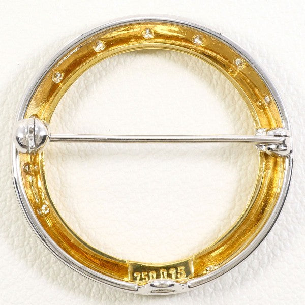 18K Yellow Gold & White Gold Diamond Brooch Pin - Elegant Floral Design for Women, Perfect for Weddings, Parties & Special Occasions