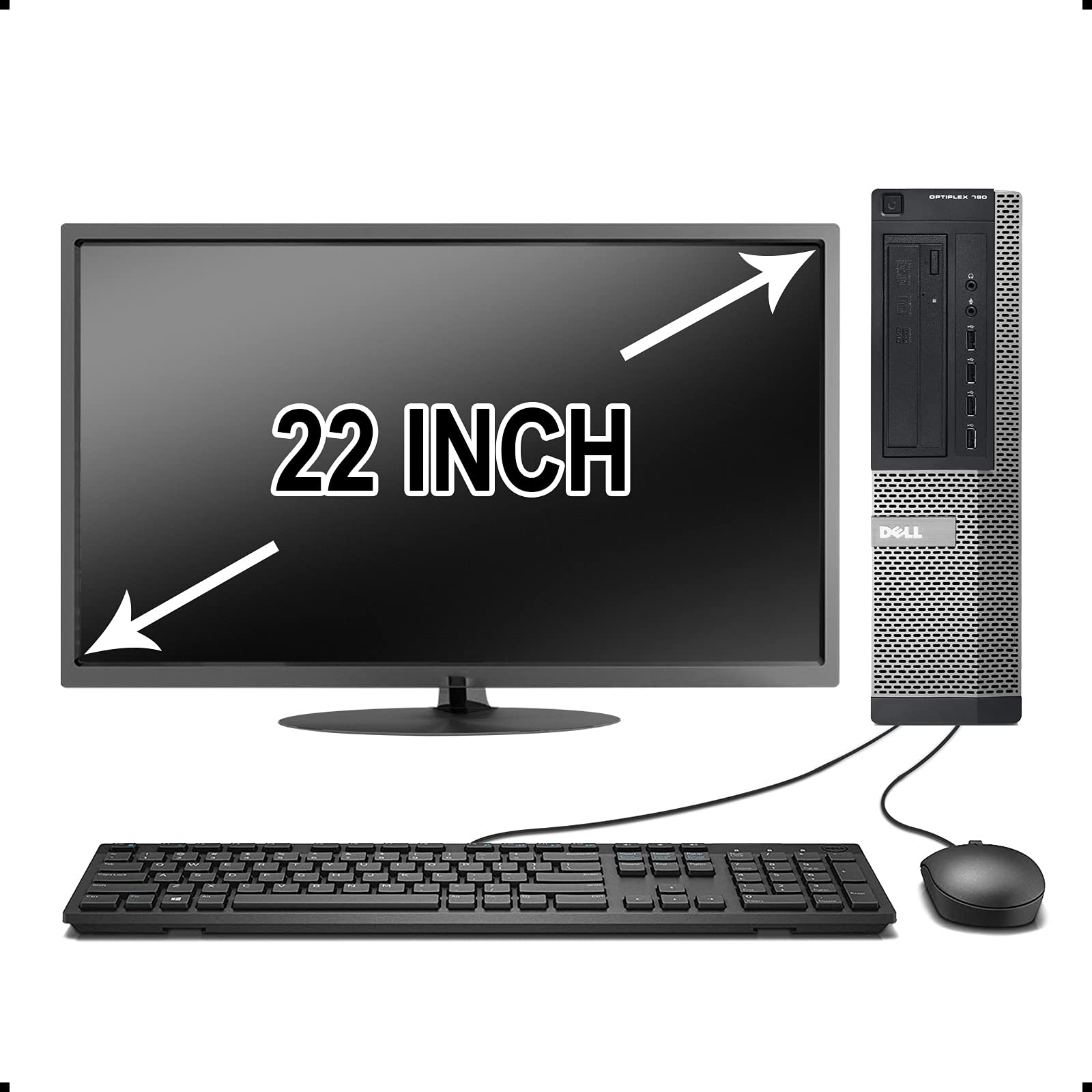 Refurbished DELL OptiPlex 790 Business Desktop Computer - Intel Quad Core i5 3.1GHz, 4GB RAM, 250GB HDD, 22