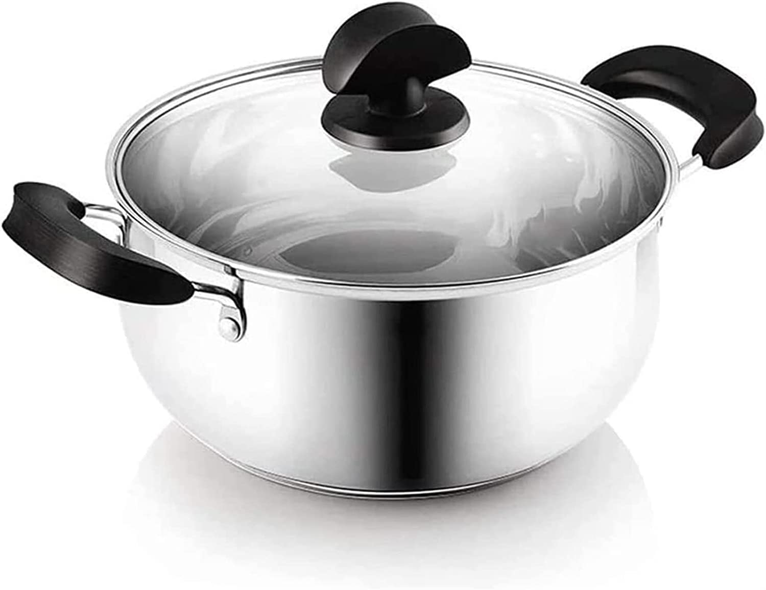Stainless Steel Wok Milk Pot - 20cm Small Soup & Stew Pot for Gas & Induction Cookers - Durable Thickened Design for Home Cooking (Perfect for Soups, Stews & Milk Heating)