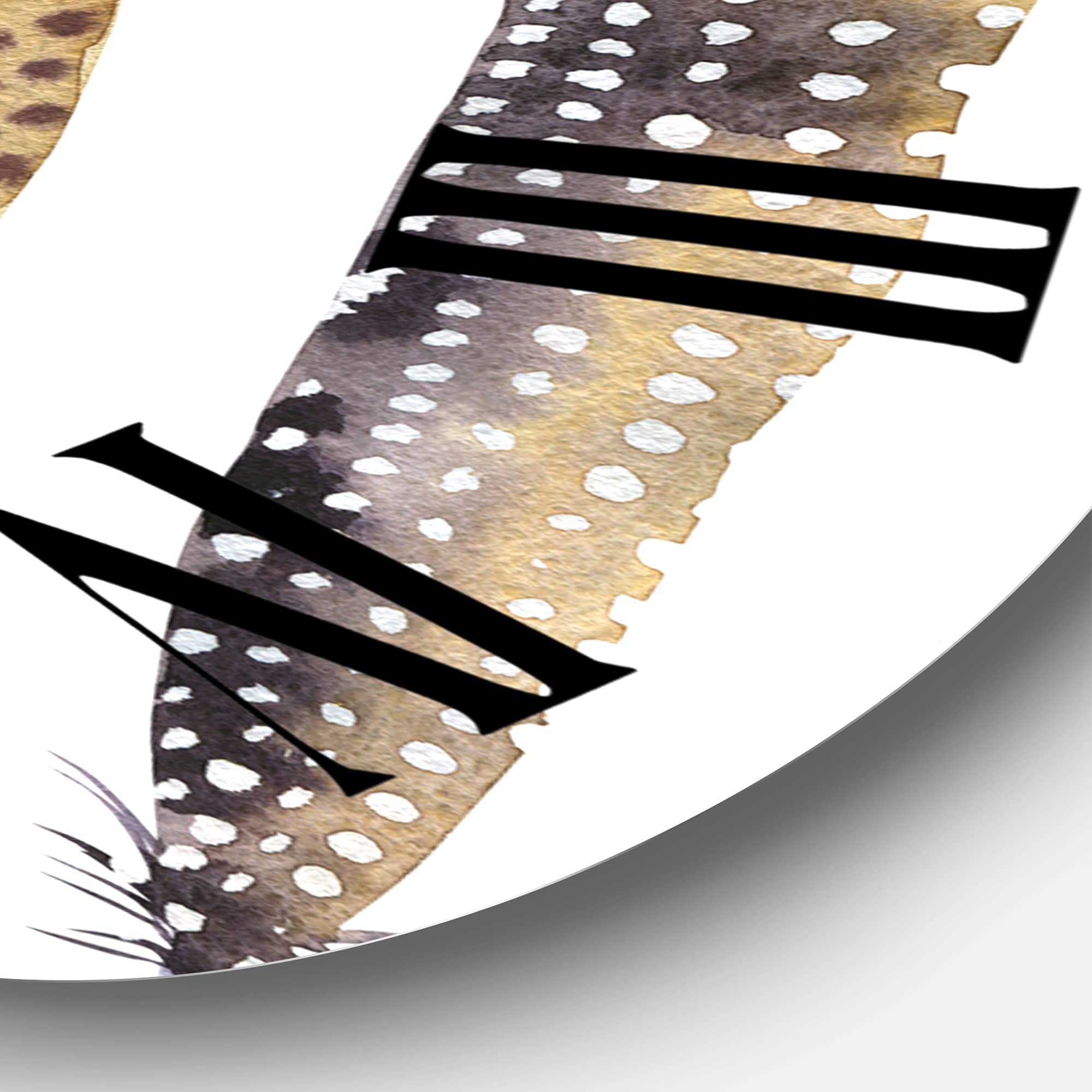 Bohemian Feather Wall Clock - Large Dark Gray Ethnic Design for Bedroom, Living Room & Office Decor | Unique Animal-Themed Home Wall Art