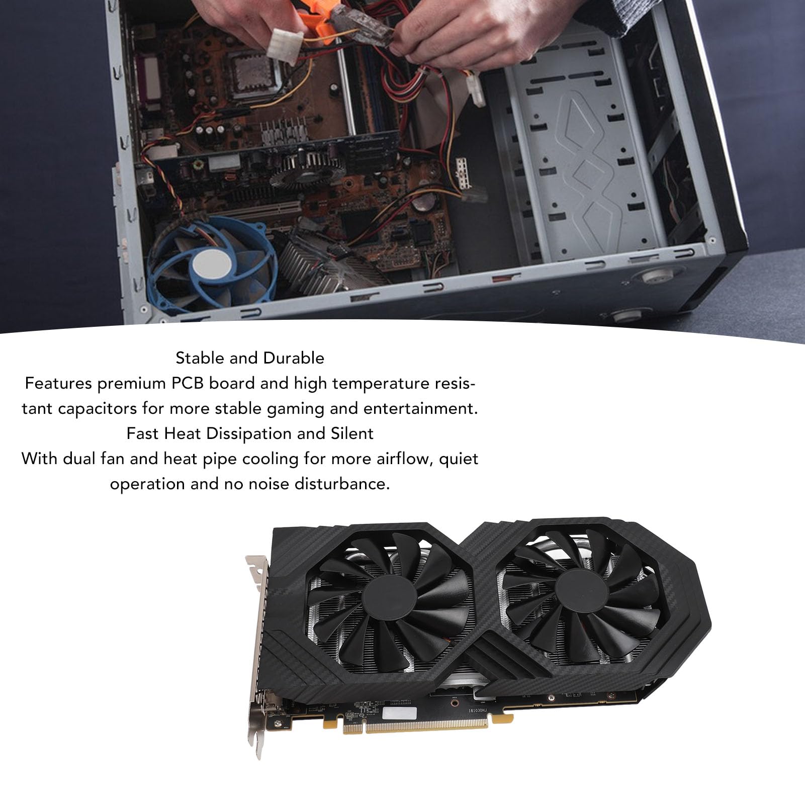 Bewinner RX590 8GB GDDR5 256Bit Gaming Graphics Card - Dual Fan, PCI Express 3.0 X16, DP/HDMI - High Performance GPU for PC Gaming, Video Editing & Office Work - Perfect for 4K Gaming, Streaming & Multitasking