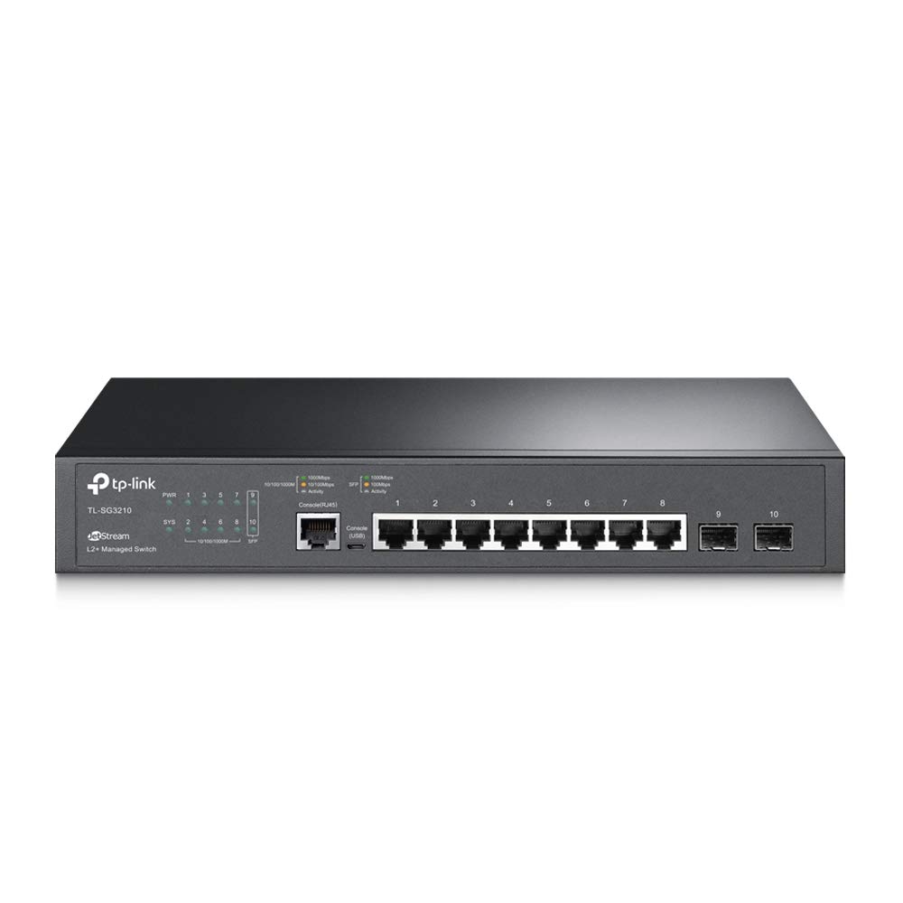 TP-Link TL-SG3210 v3 8-Port Gigabit Ethernet Switch with 2 SFP Slots | Omada SDN Integrated Smart Managed L2+ Switch | IPv6, Static Routing, QoS (L2/L3/L4), IGMP & LAG Support | 5-Year Warranty | Ideal for Home Office, Small Business Network & Data Center Connectivity