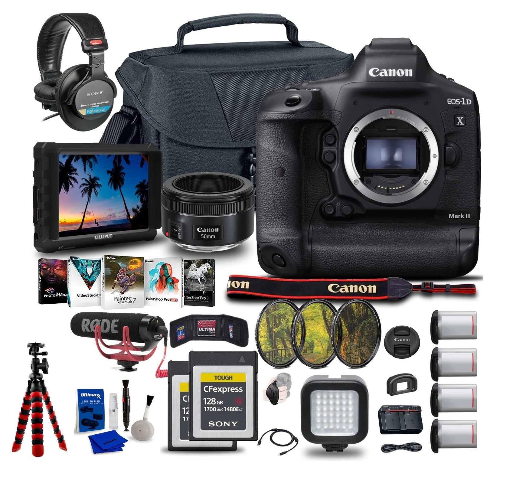 Canon EOS 1D X Mark III DSLR Camera Body - Professional 4K Video & Photography Bundle with Monitor, 2x Sony 128GB CFexpress Cards - Perfect for Sports, Wildlife & Studio Photography