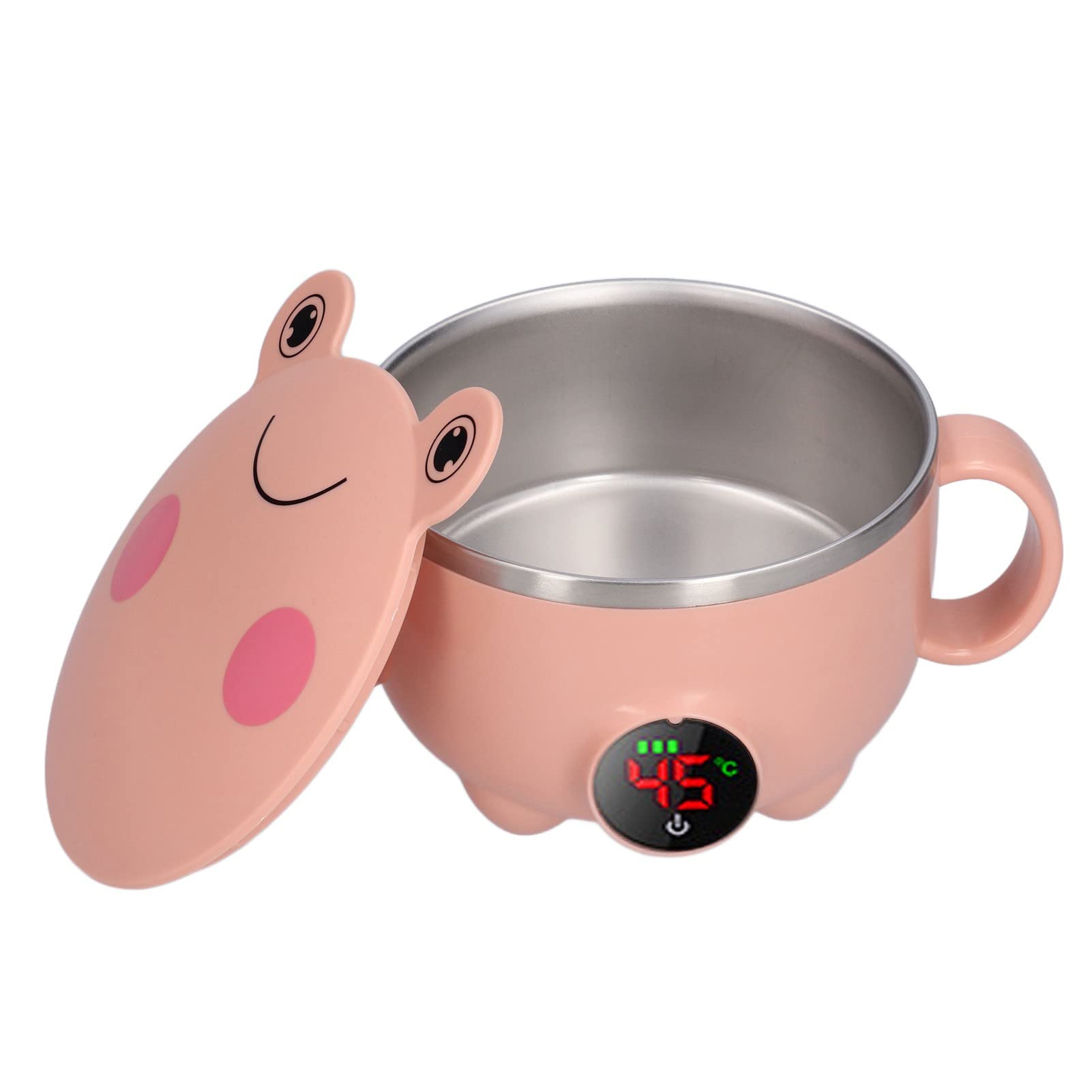 CHICIRIS Baby Stainless Steel Insulated Bowl with USB Charging - Portable Thermostatic Food Container for Infants & Toddlers - Leakproof Travel Bowl for On-the-Go Meals (Pink) - Perfect for Daycare, Road Trips and Outdoor Adventures