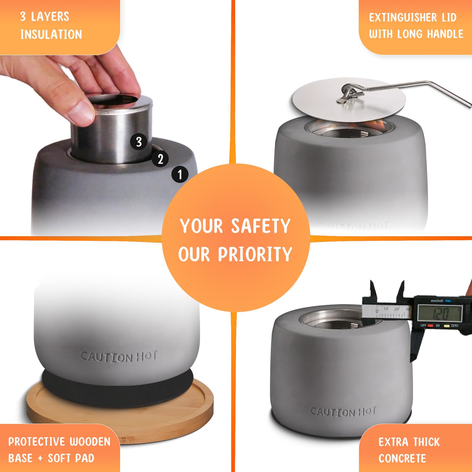 Premium Smores Maker Kit - Indoor Tabletop S'Mores Set with Forks & Wooden Base - Mini Fire Pit for Home, Camping & Parties - Dark Grey Round Gift Box - Perfect for Family Gatherings, Backyard BBQs & Cozy Nights