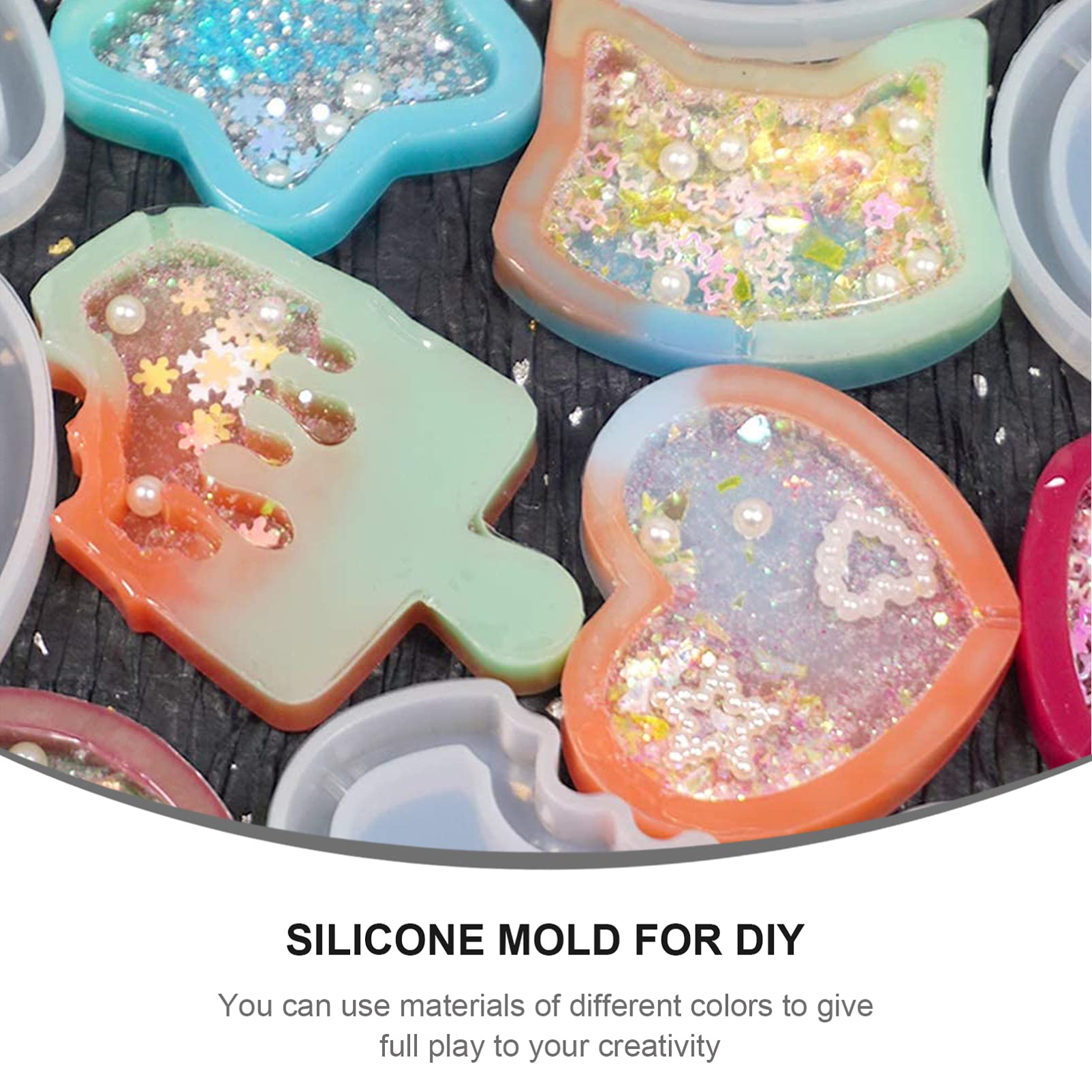 HEALLILY 12Pcs Shaker Resin Silicone Molds - Clear Epoxy Casting Molds for DIY Jewelry Making, Pendants, Keychains - Perfect for Crafting Unique Shaker Charms, Earrings & Gift Accessories (Home Decor & Handmade Gifts)