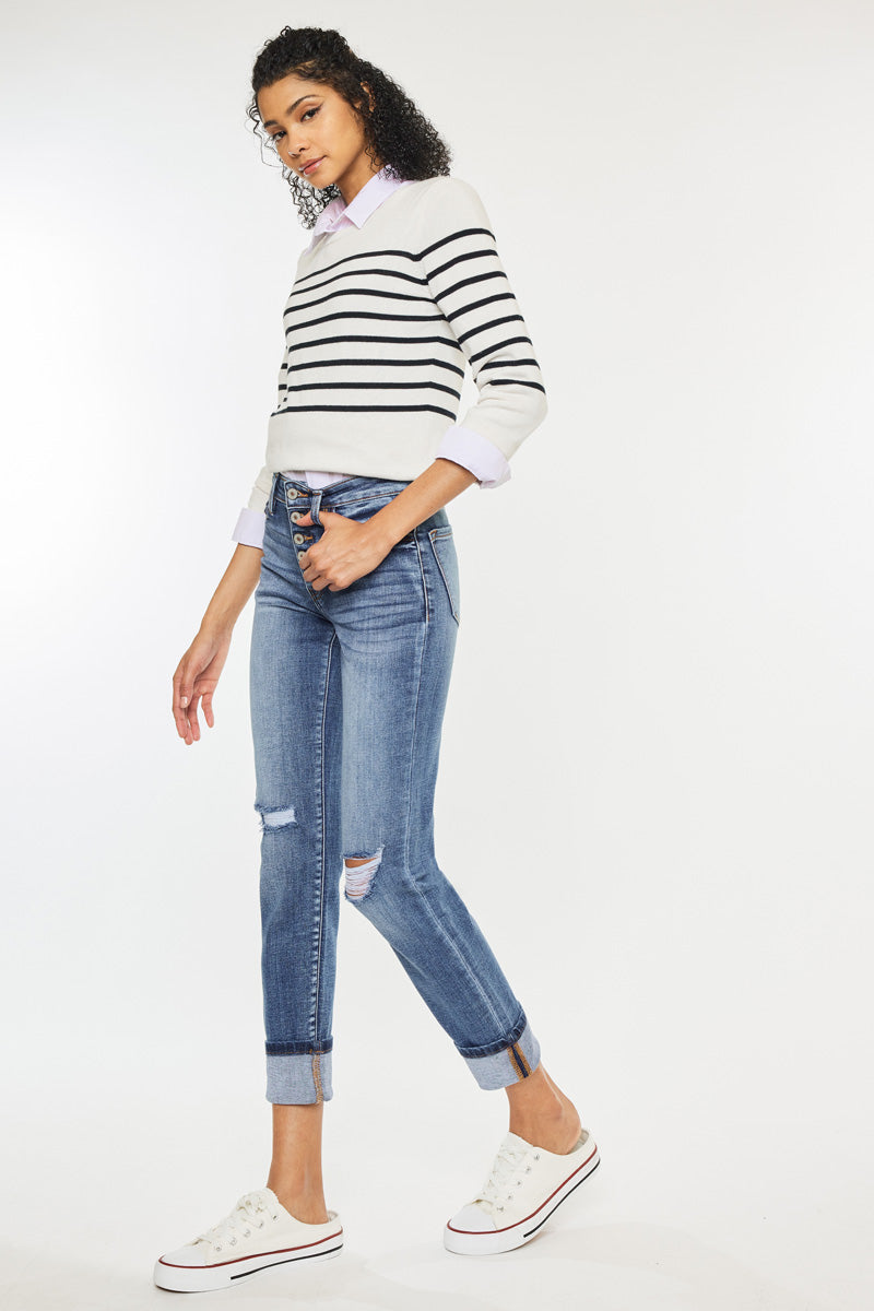 Emmett High Rise Skinny Straight Leg Jeans for Women - Stretch Denim Pants, Comfortable & Flattering Fit - Perfect for Casual Wear, Office & Night Out