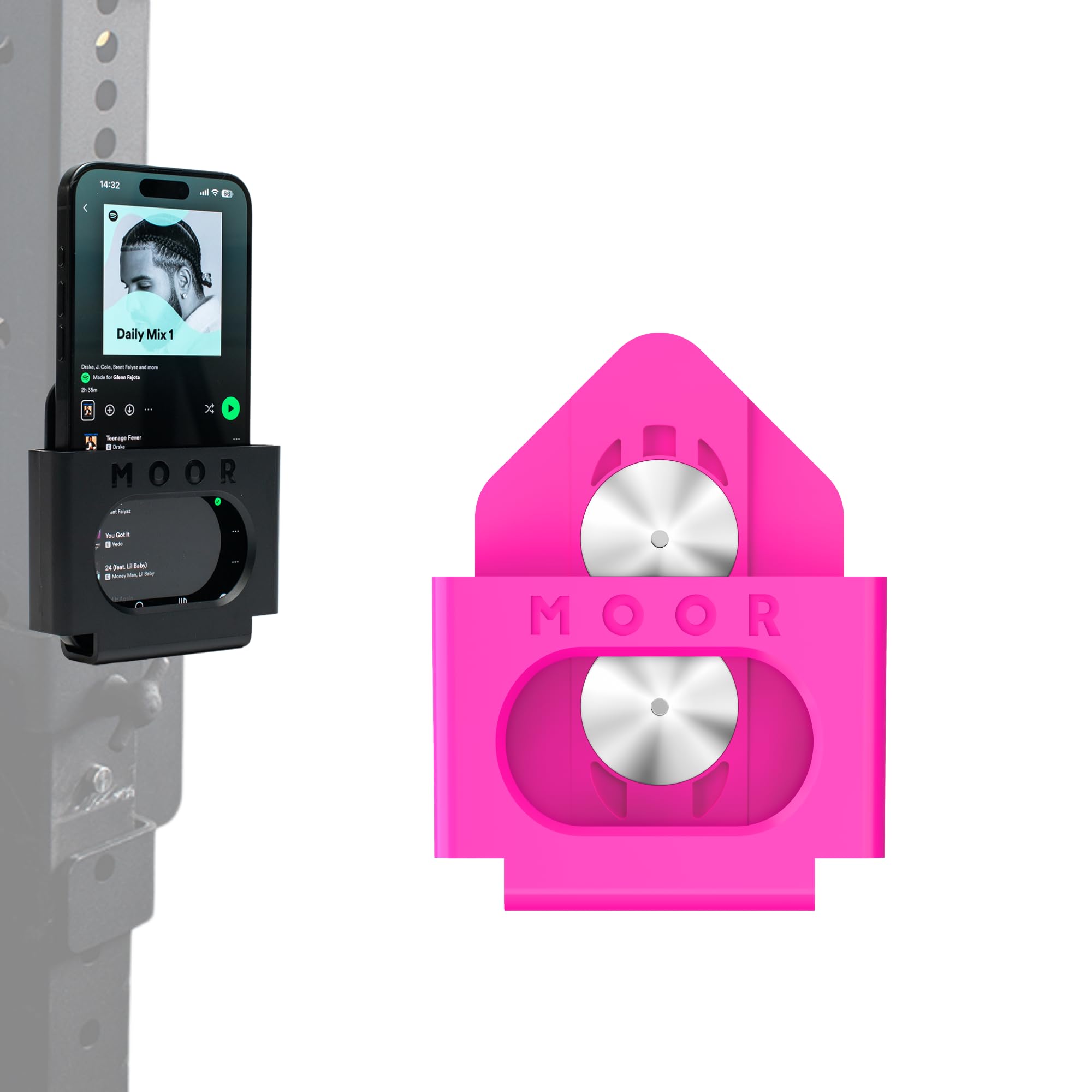 Spotter™ Magnetic Universal Gym Phone Mount - Secure Workout Phone Holder for iPhone & Android (Hot Pink) | Perfect for Treadmill, Elliptical & Weight Training