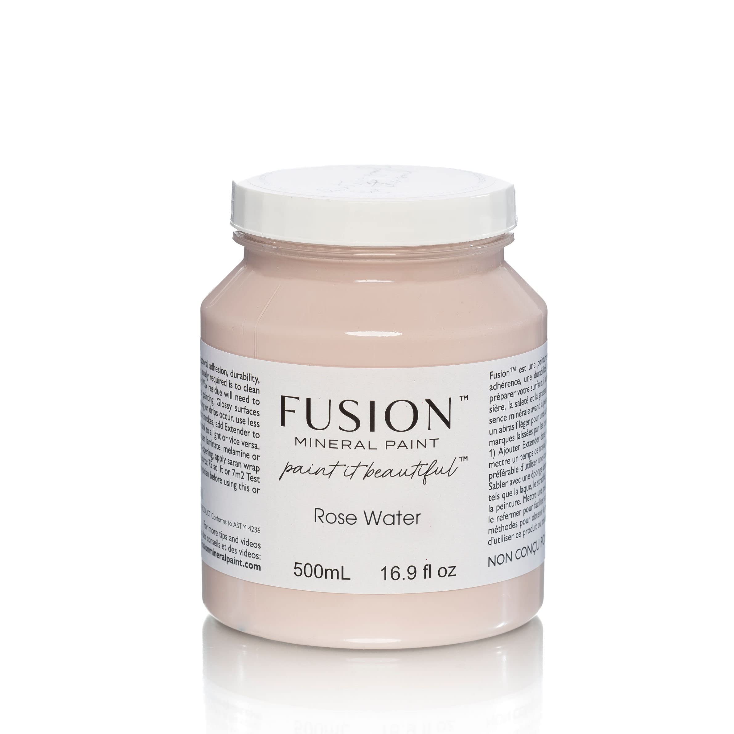 Fusion Mineral Paint - 500ml (16.9 oz) Rose Water - Premium Chalk Style Paint for Furniture, Cabinets & DIY Home Decor Projects - Eco-Friendly, Low VOC, No Sanding Required - Perfect for Shabby Chic & Farmhouse Style Makeovers