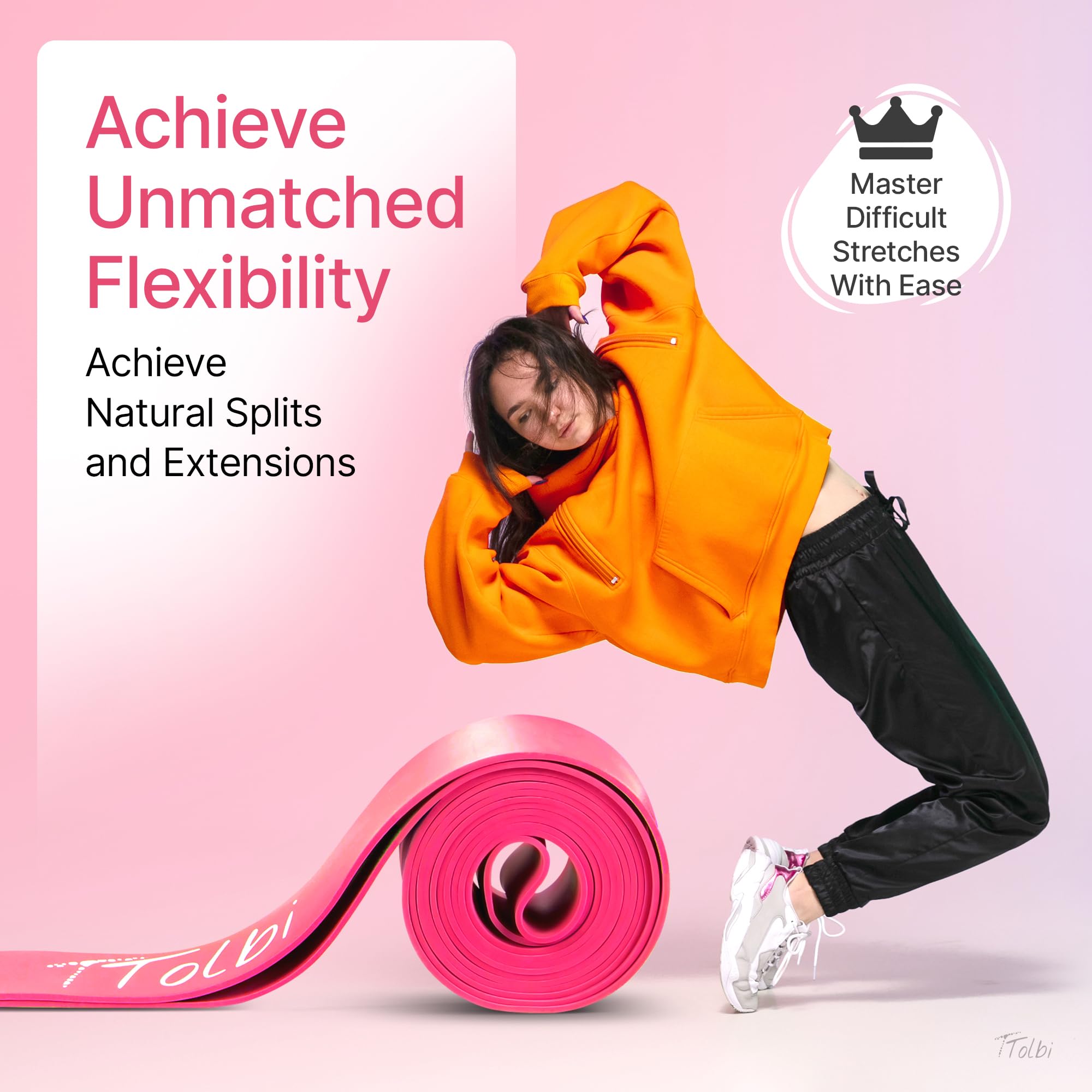 Premium Stretch Bands for Dancers - Elastic Resistance Bands for Flexibility, Ballet, Splits & Strength Training | Perfect for Ballet, Gymnastics, Cheerleading, Yoga & Pilates | Home Workout & Dance Studio Essential