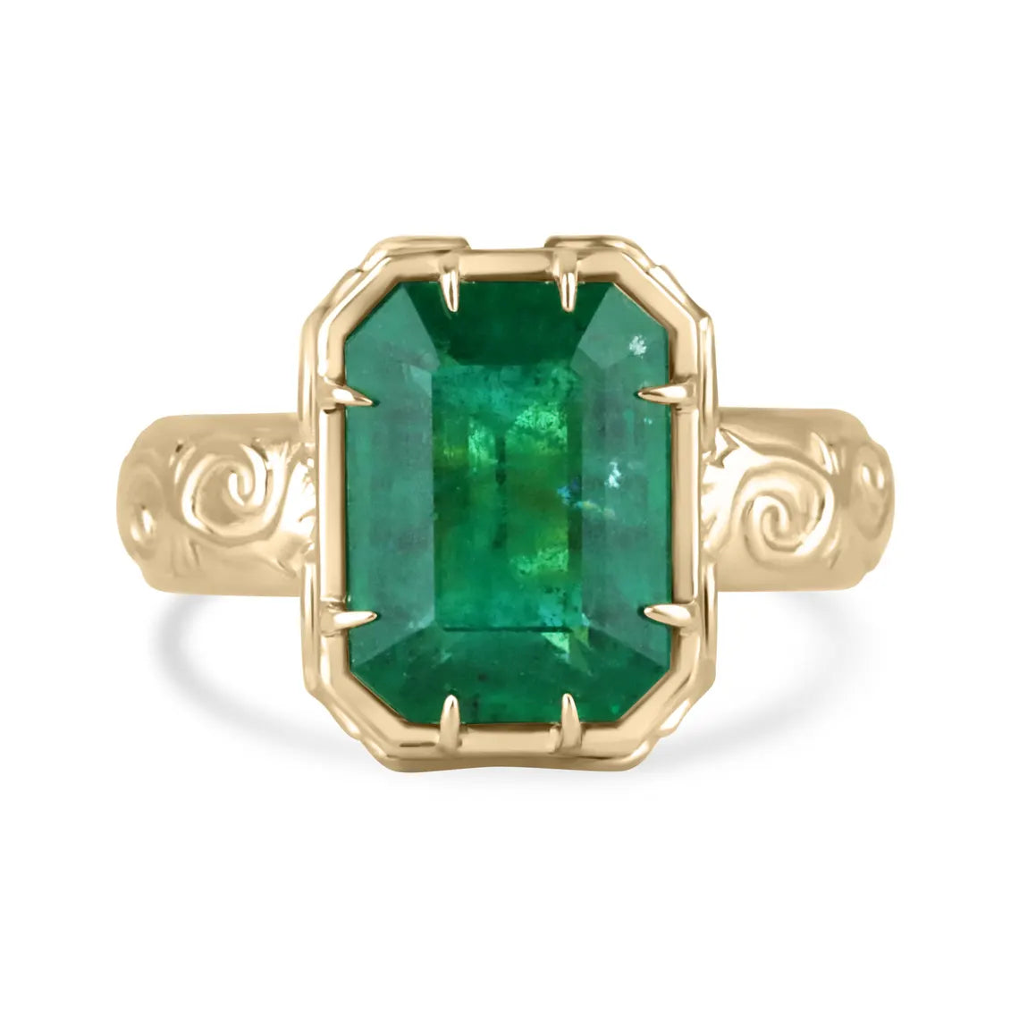 3.90ct Emerald Cut Solitaire Engagement Ring - AAA Quality Rich Green Gemstone for Women, Perfect for Proposals, Anniversaries & Special Occasions