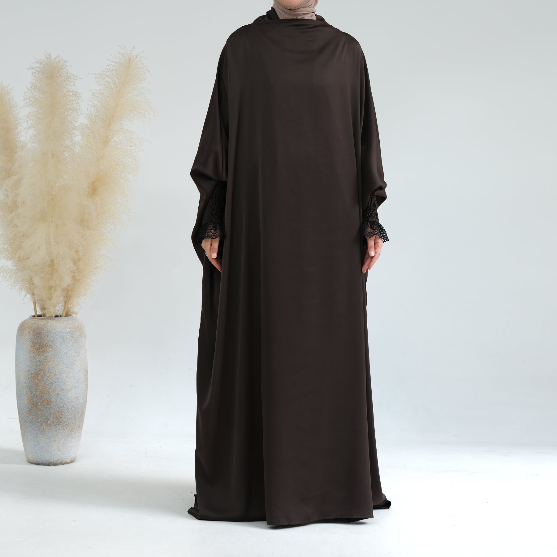 Marwa Satin Jilbab Scarf - Premium Coffee Color Hijab for Women - Perfect for Prayer, Daily Wear & Special Occasions
