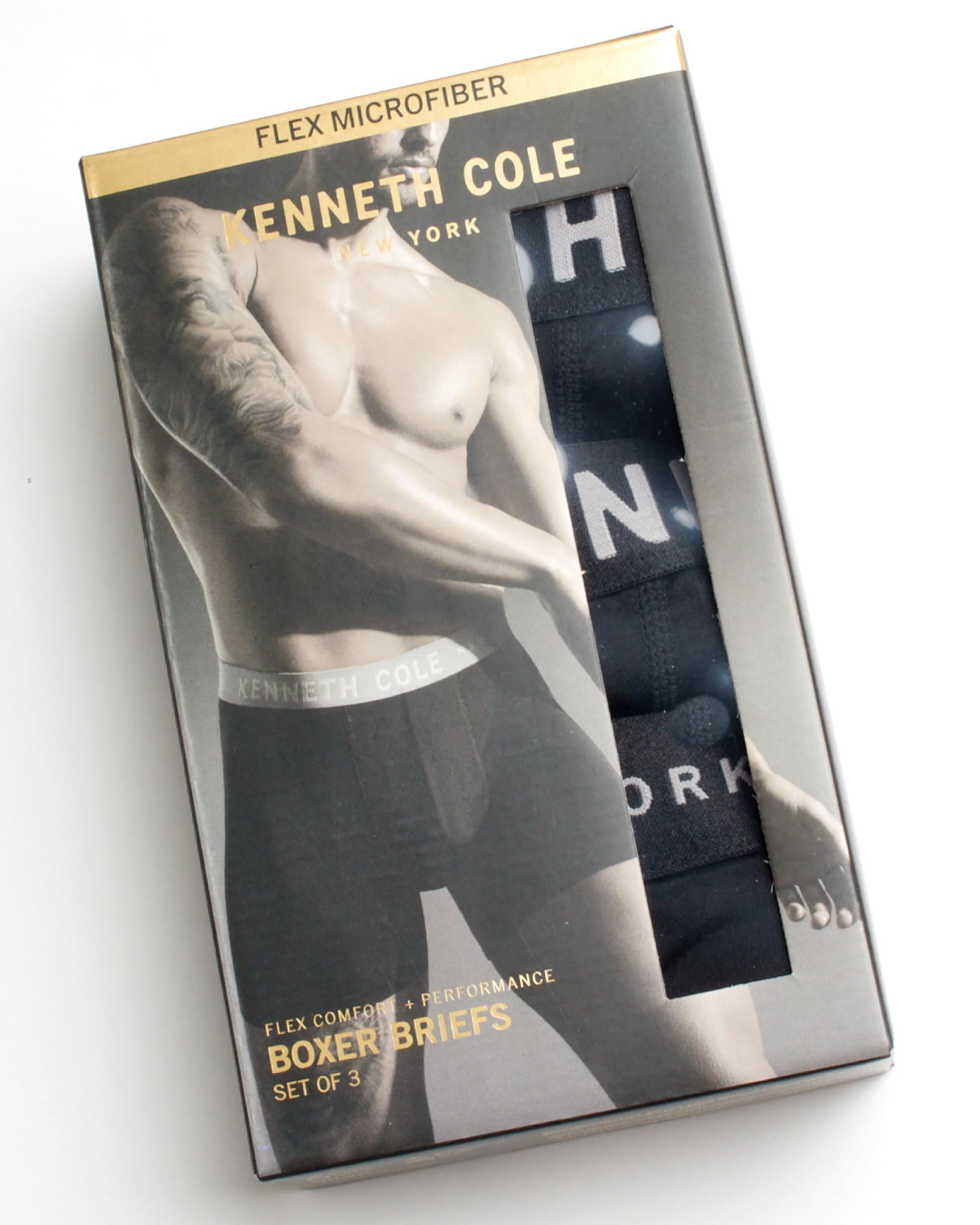 Kenneth Cole Men's Boxer Briefs 3-Pack - Soft Stretch Performance Underwear with Contour Pouch for Comfort & Support - Breathable Moisture-Wicking Boxers for Everyday Wear, Workout & Travel (S-XL)