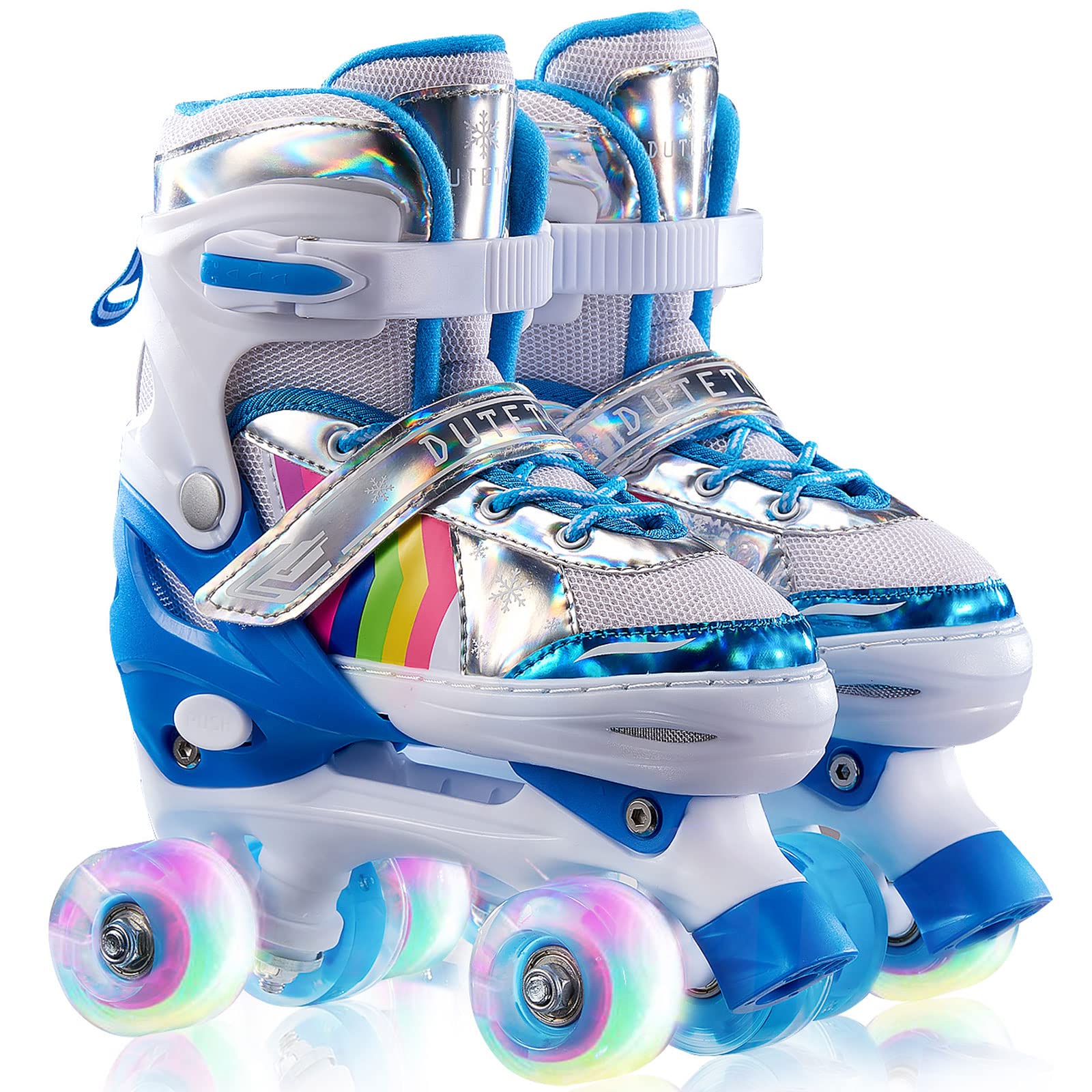 **Adjustable Roller Skates for Kids Ages 3-12 | Light Up LED Wheels | Rainbow Design | Outdoor Sports & Birthday Gift for Boys & Girls | Perfect for Playground, Park & Indoor Skating**