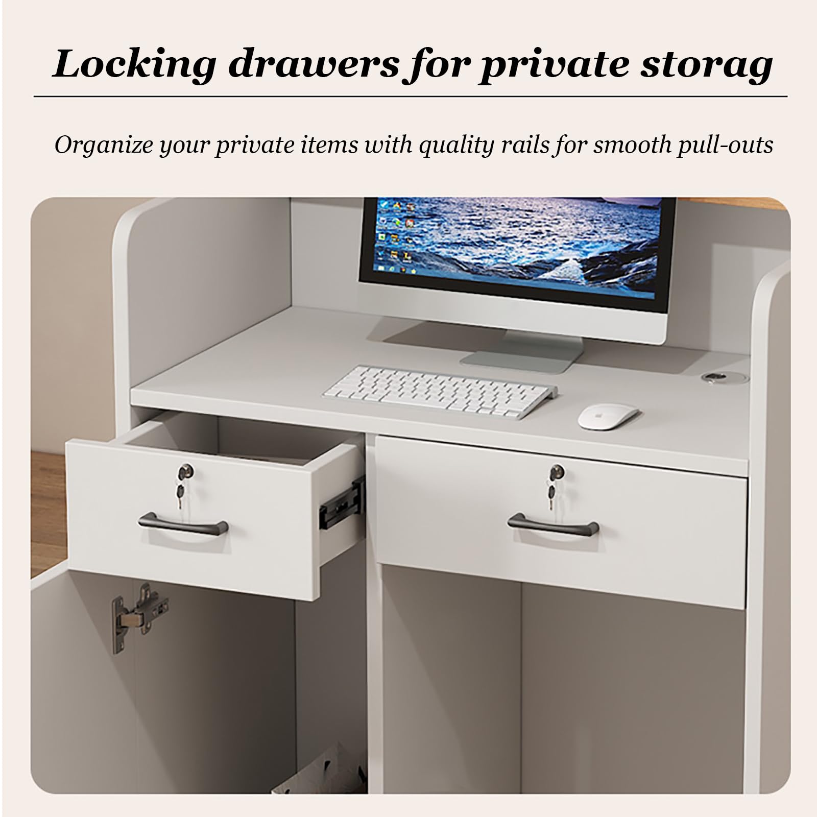 Modern Reception Counter Desk with Drawers - 60