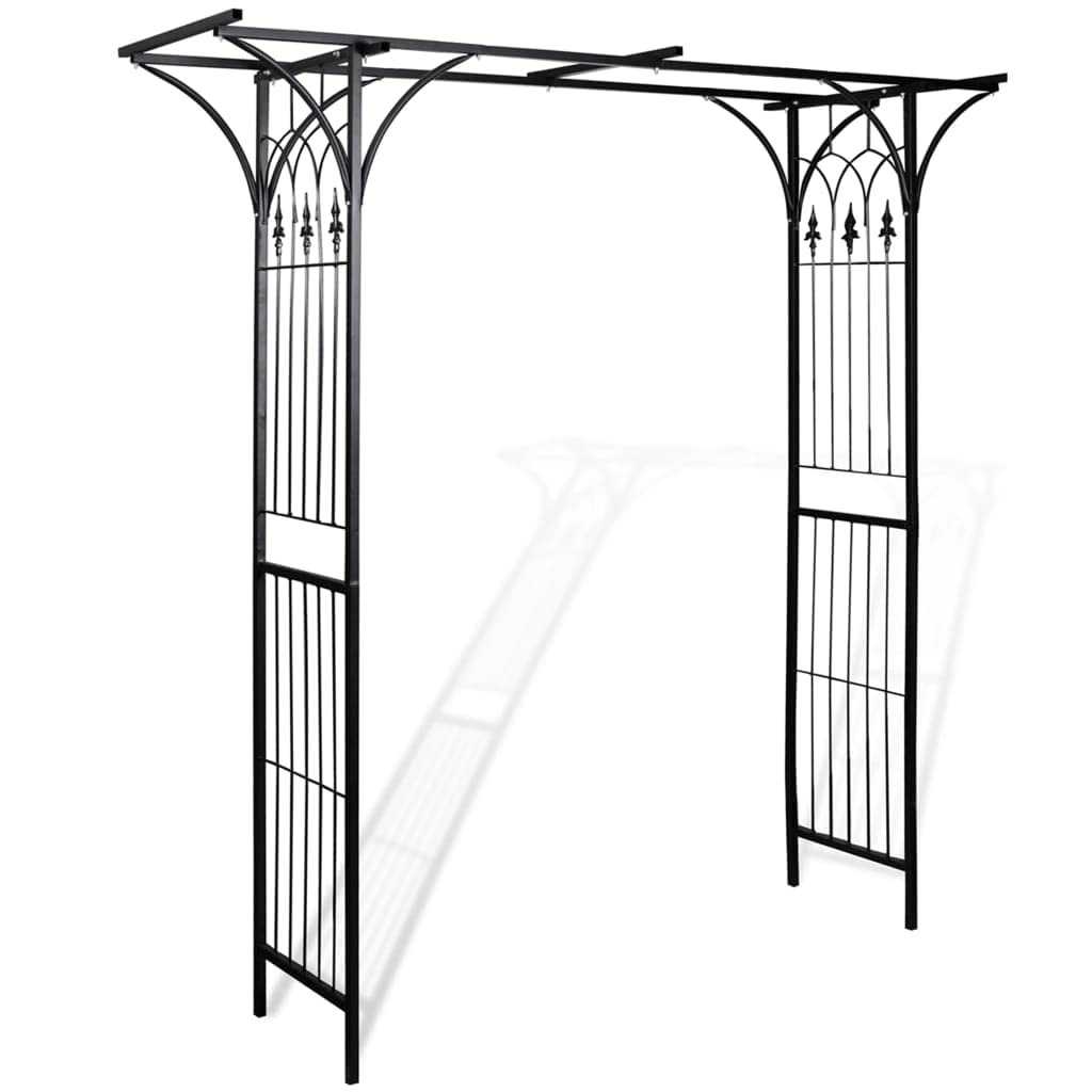 vidaXL Black Iron Garden Arch for Climbing Plants - Semi-Circular Rose Trellis for Terrace & Patio | Perfect for Vine Support, Wedding Decor & Outdoor Landscaping