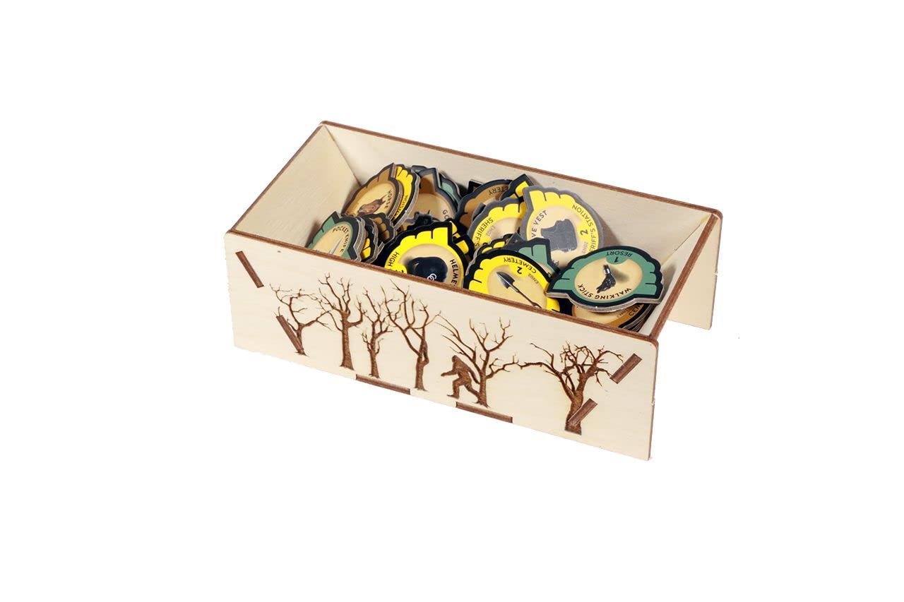 Premium Wooden Game Organizer for Horrified: American Monsters - The Broken Token Storage Box with Multiple Trays | Perfect for Board Game Enthusiasts & Organized Game Nights
