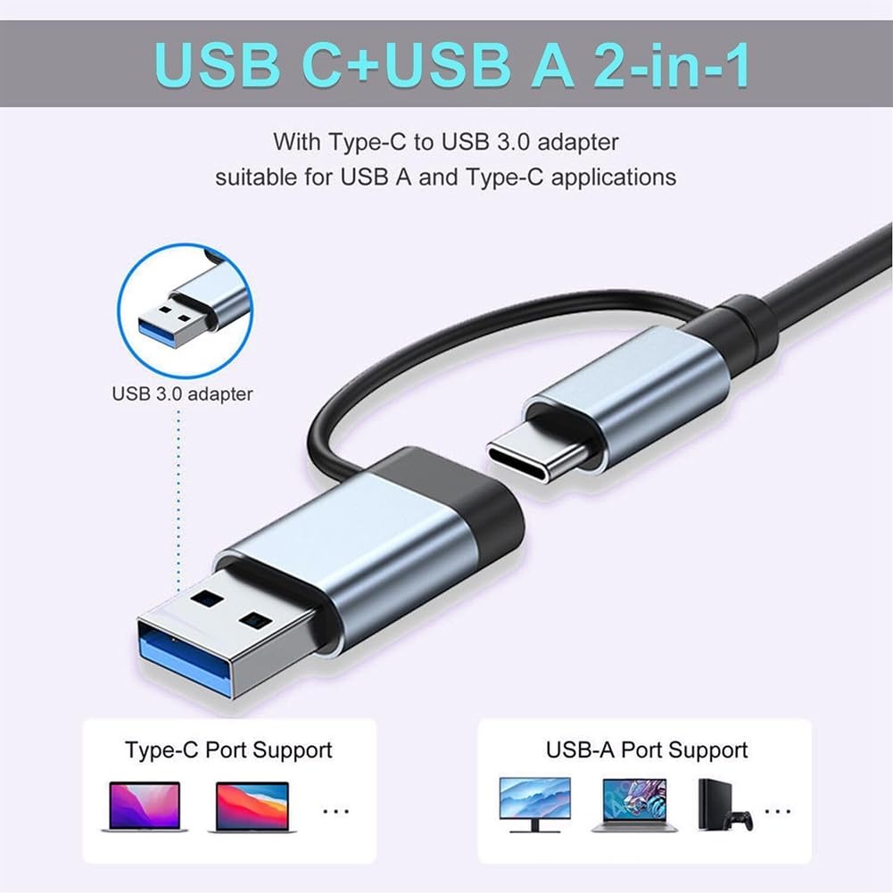 Qhpnunhq USB C Hub Splitter - 6-in-1 USB C Dock Station with 4 USB 3.0 Ports & 2 USB C Ports for MacBook, Windows Laptop, iPad, iPhone, Android Phones - Perfect for Home Office, Travel & Multi-Device Charging