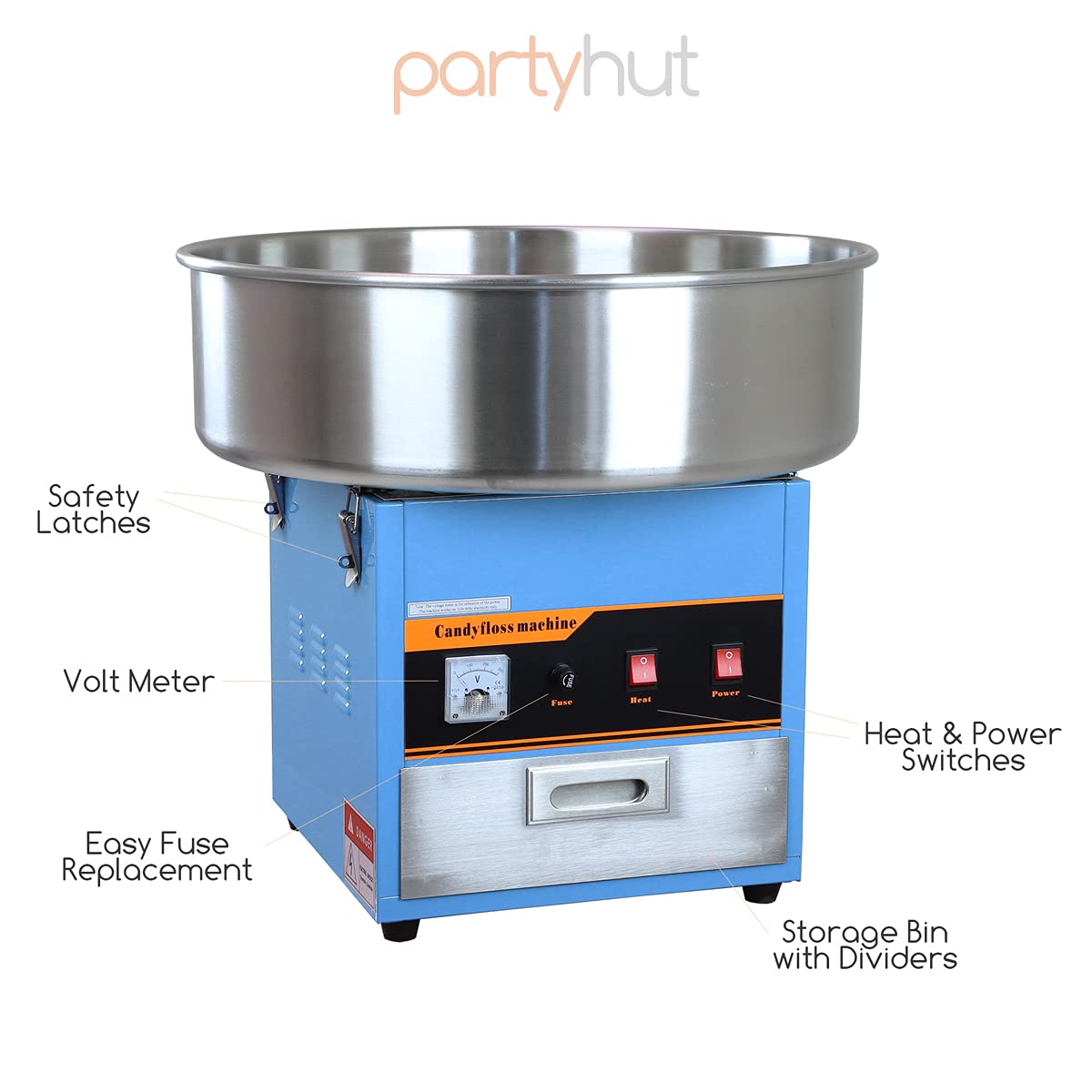 Commercial Cotton Candy Machine for Parties - Large Blue Candy Floss Maker for Events, Carnivals & Home Use