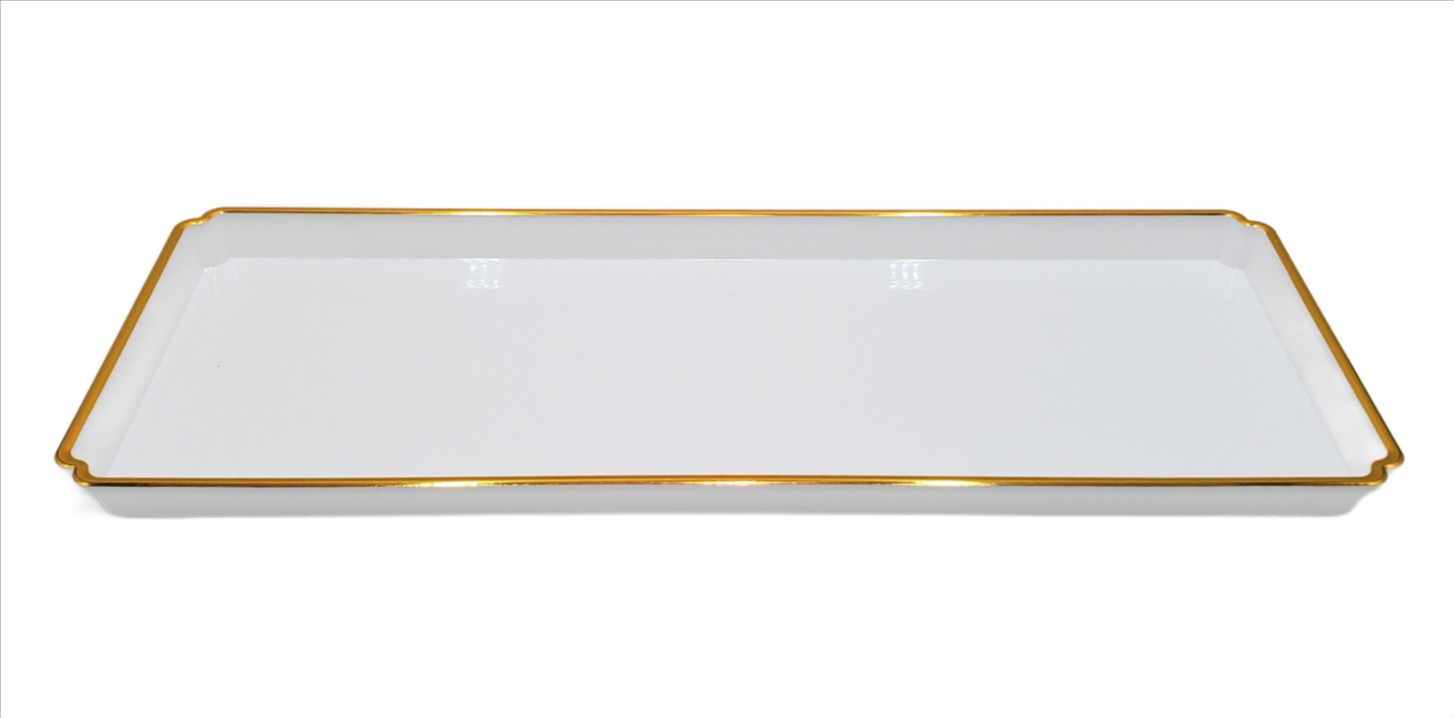 15x6 Plastic Tray White & Gold - Stackable Serving Tray for Parties, Dining, and Home Organization