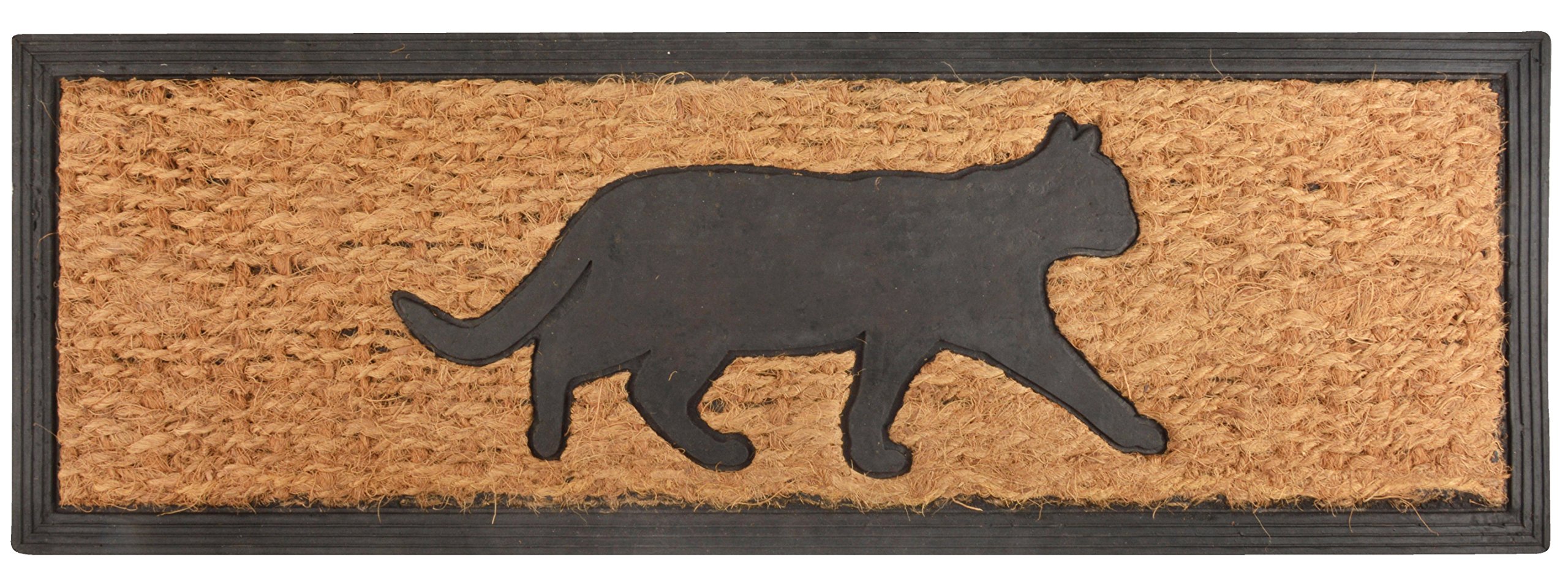 Esschert Design RB170 Long Cat Rubber & Coir Doormat - Non-Slip Indoor/Outdoor Welcome Mat for Front Door, Porch, or Patio - Durable & Stylish Home Decor