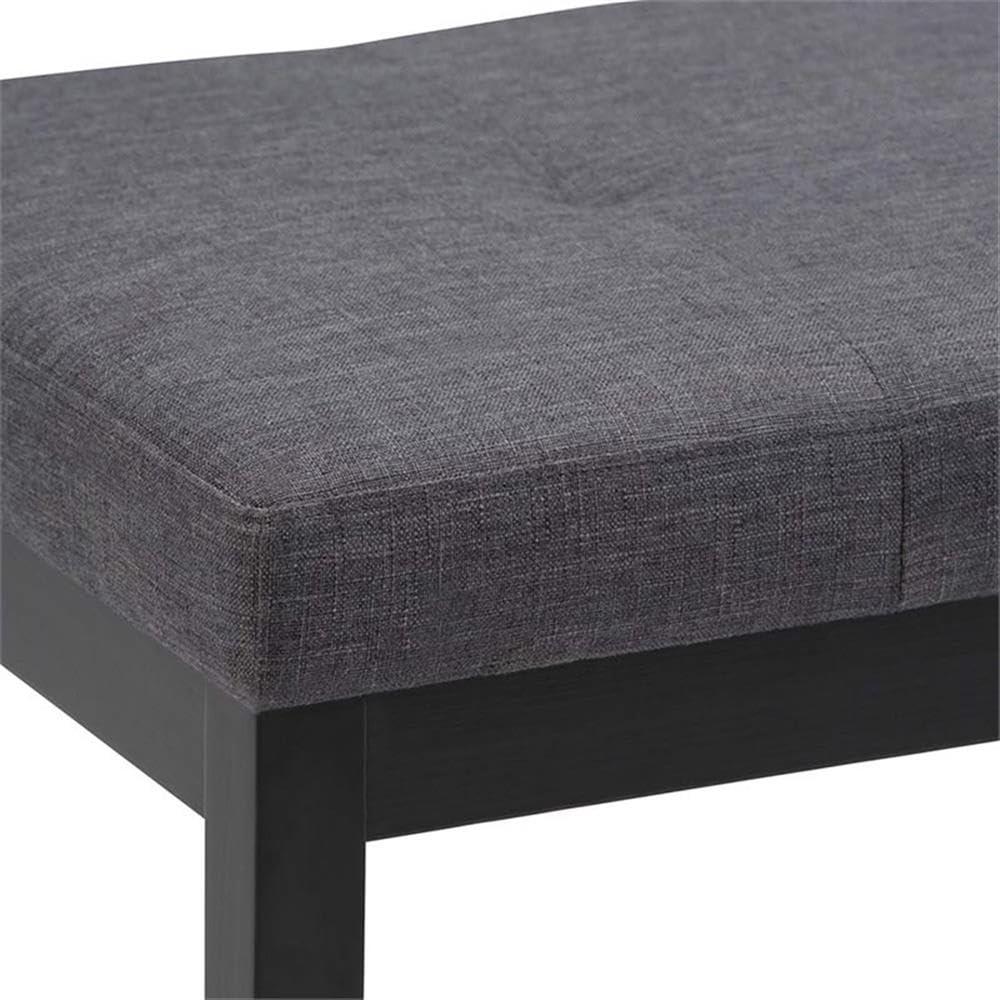 Atlin Designs Dark Gray Button Tufted Ottoman Footrest Bench - Queen Size Upholstered Storage Bench with Solid Wood Legs for Living Room, Bedroom, Entryway & Dining Room - Perfect for Extra Seating, Footrest & Home Decor