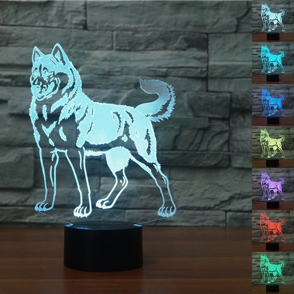 16 Color Changing 3D Dog Night Light with Remote Control - USB Powered LED Table Lamp for Kids Room, Nursery, Bedroom Decor - Perfect Birthday, Christmas Gift for Children & Pet Lovers    (Use Scenes: Creates cozy ambiance for bedtime, serves as adorable nightlight in children's rooms, ideal decorative accent for pet-themed spaces)