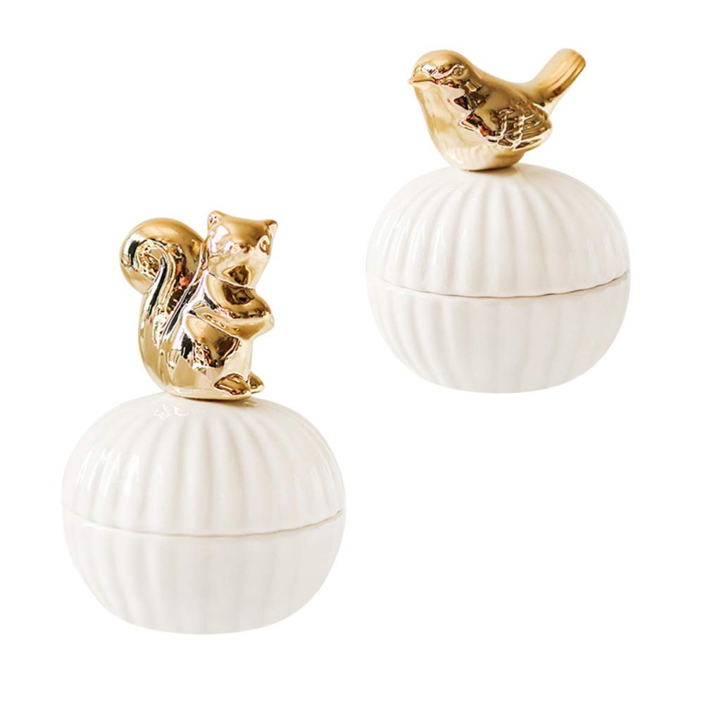 Amosfun Ceramic Sugar Bowl with Lid - Candy Jar, Jewelry Organizer, Trinket Case for Necklaces & Small Items | Elegant Storage for Wedding Jewelry, Home Decor & Kitchen Use