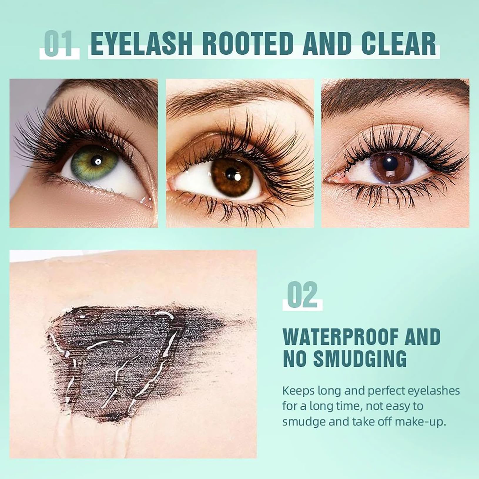Premium Waterproof & Smudge-Proof Mascara for Thick Voluminous Lashes - Natural No Clumping Lengthening Formula Lasts All Day (Rich Black) | Perfect for Daily Wear, Special Occasions & Professional Makeup Looks