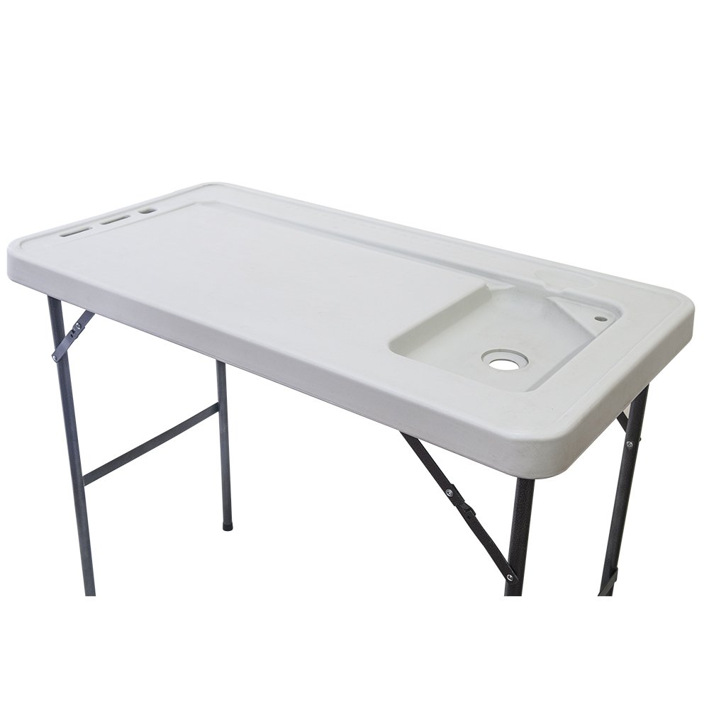4FT Portable Folding Camping Table with Faucet - Outdoor Cleaning & Cutting Station for Fishing, Hunting, Picnics, RV & Beach - Includes Spray Nozzle & Drain Hose - Perfect for Outdoor Cooking, Gardening & Camping Activities
