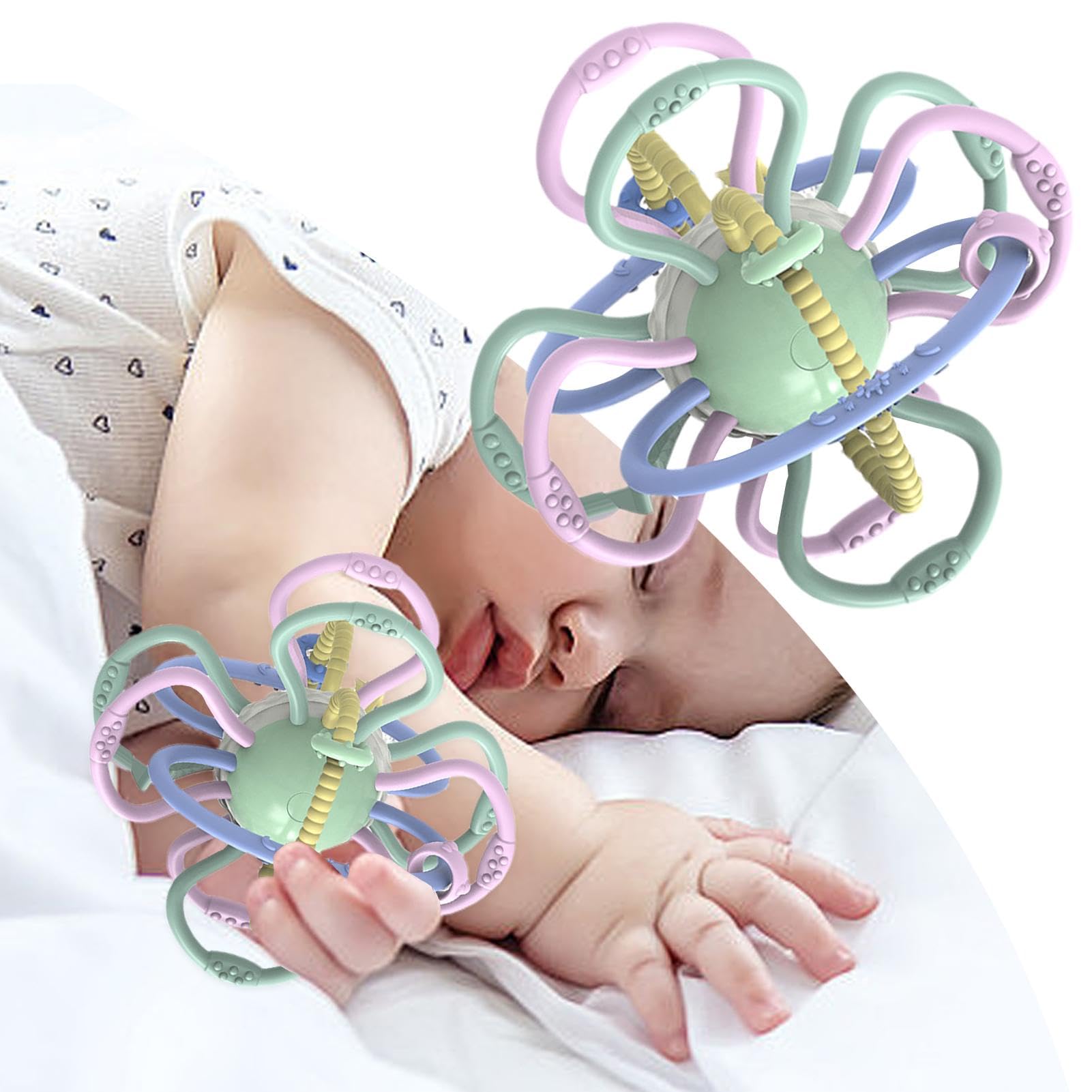 Sensory Teething Toy Ball for Babies 0-2 Years - Chewable Rattle Toy for Toddlers, Soothing Teether for Boys & Girls - Perfect for Teething Relief & Early Learning Development | Use at Home, Daycare or On-the-Go