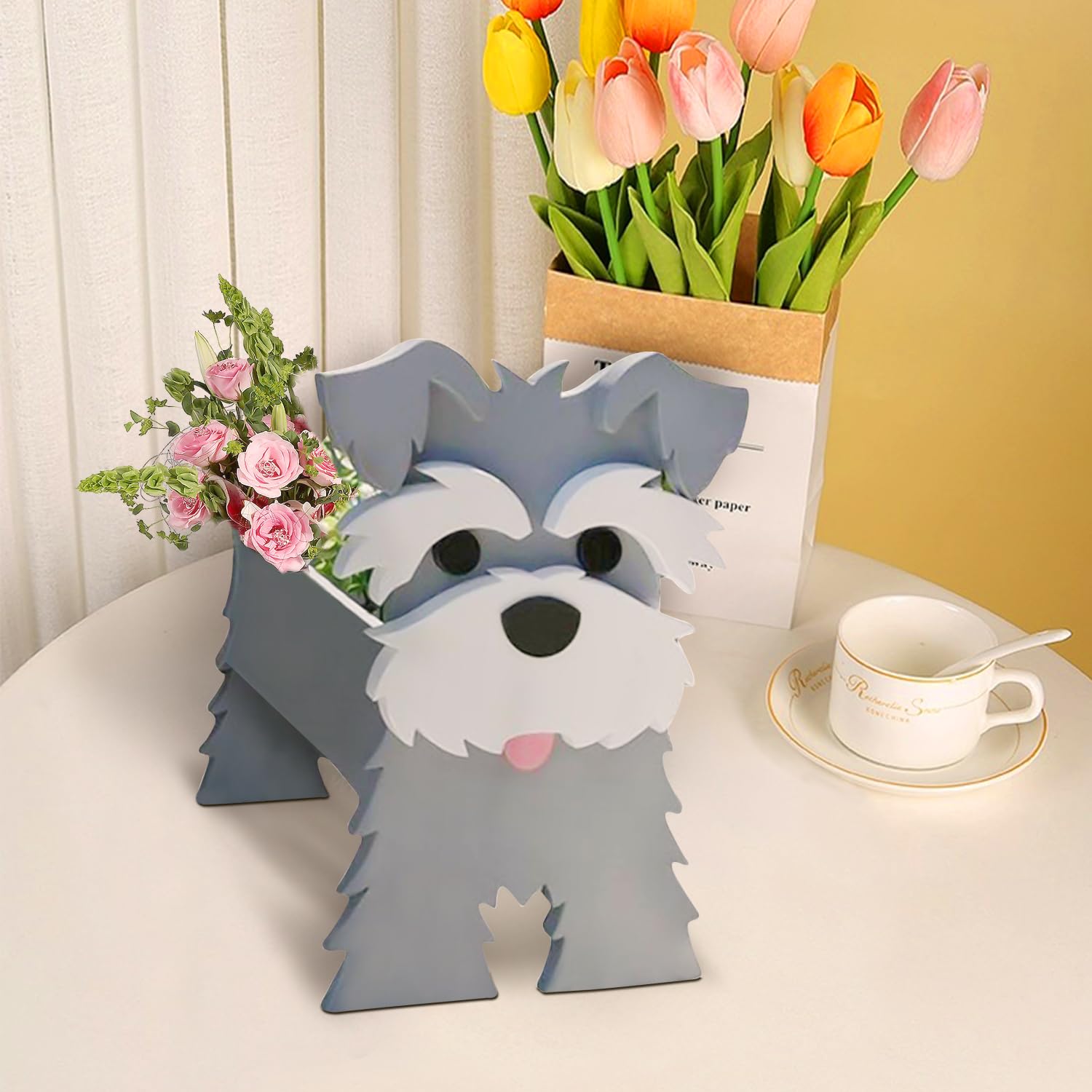 Premium Schnauzer-Shaped Planters for Indoor & Outdoor Decor | Dog-Themed Garden & Desktop Plant Containers | Perfect for Home, Office, and Patio Decorations