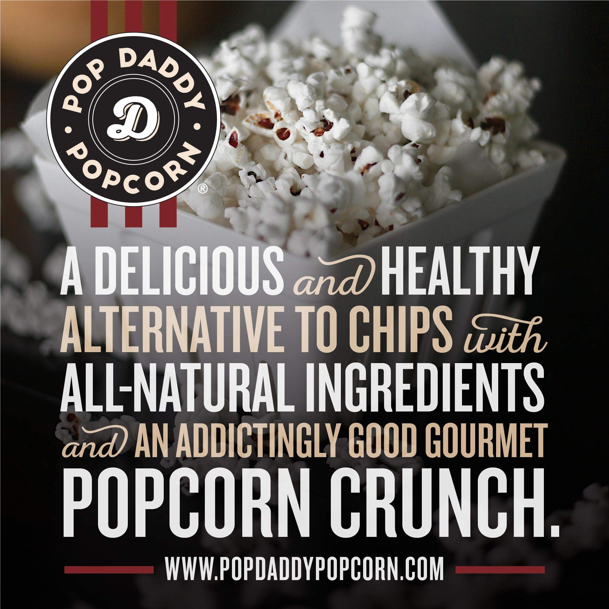 Pop Daddy Original Gourmet Popcorn - 2 Oz Healthy Gluten Free Snacks, Hand Seasoned, 15 Pack - Perfect for Movie Nights, Office Snacks & Party Favors