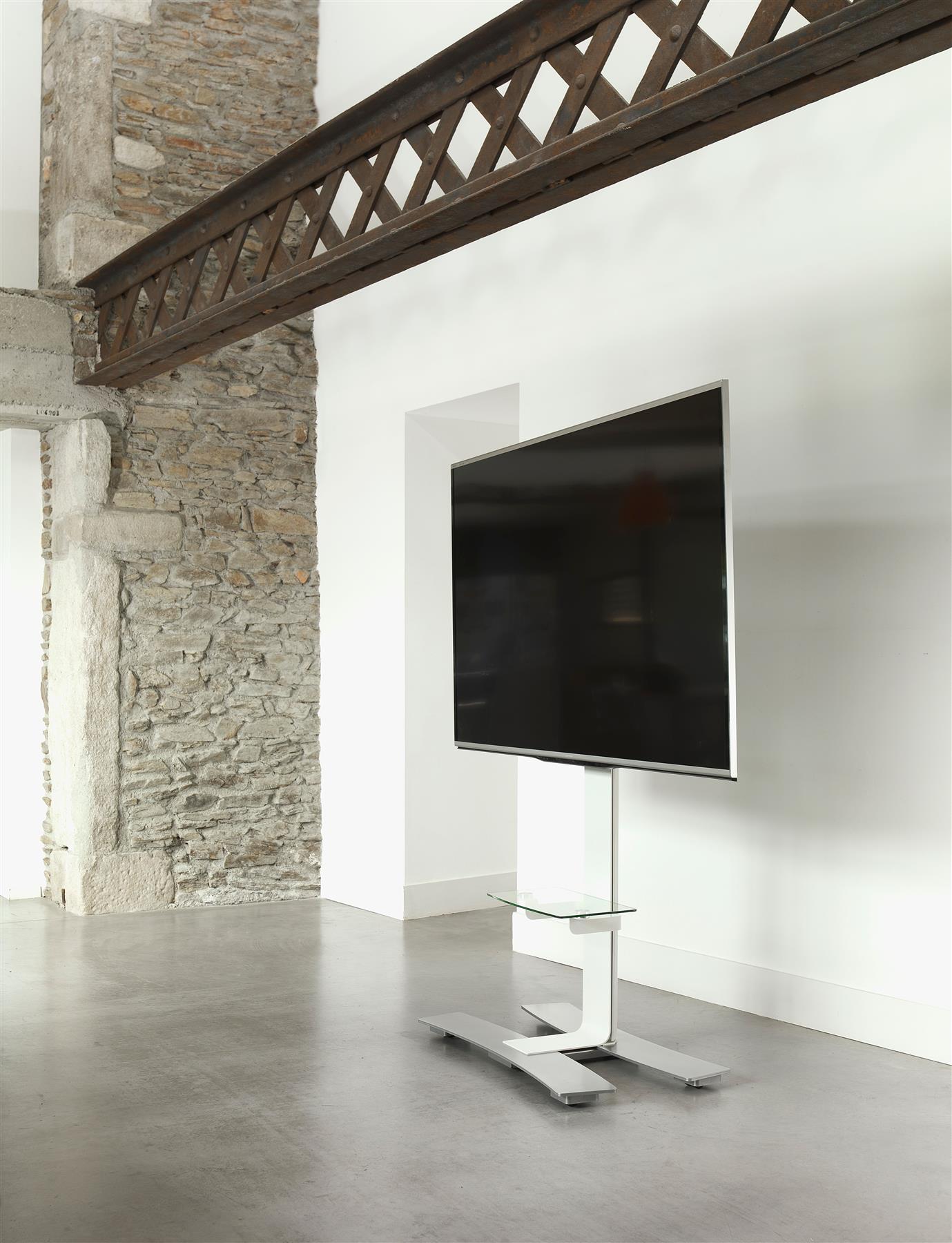 Salamander Acadia Mobile TV Stand - XLarge White for 70-90 Inch TVs - Rolling TV Cart with Adjustable Shelves for Living Room, Bedroom, or Home Theater