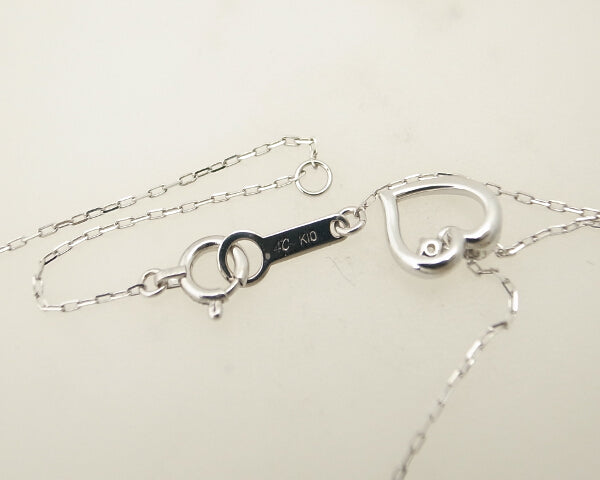 4℃ Heart White Stone Necklace K10WG White Gold 111646123211 - Elegant Jewelry Gift for Women, Perfect for Valentine's Day, Anniversary & Special Occasions