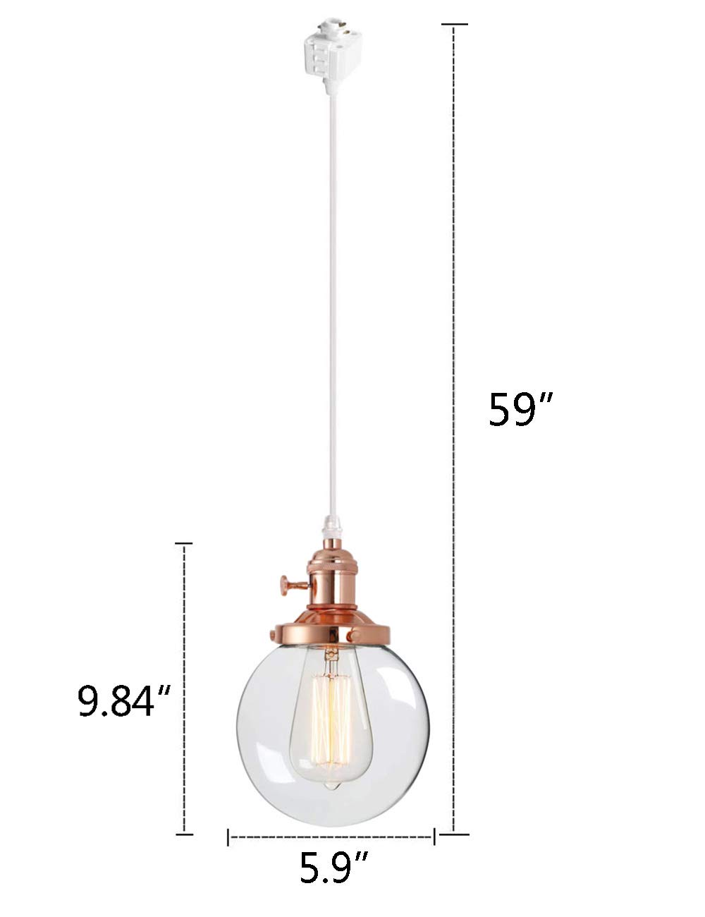 Kiven 3-Light H-Shaped Dimmable Track Lighting Pendant Fixture in Copper - Perfect for Kitchen Island, Dining Room & Modern Home Decor