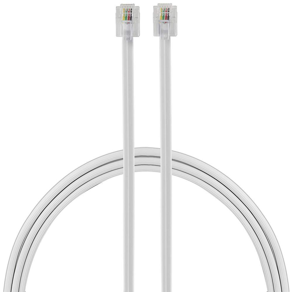 Power Gear 7ft Telephone Line Cord with Modular Jack Ends - Compatible with Phone, Modem & Fax Machine - Durable White Phone Cable (Model 76581) for Home & Office Use - Perfect for Landline Phones, Internet Routers & Office Equipment